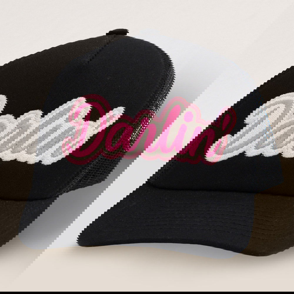 Black DARLIN Message Mesh Back Baseball Cap for Men & Women - Breathable Adjustable Hat for Outdoor Sports, Running, Hiking