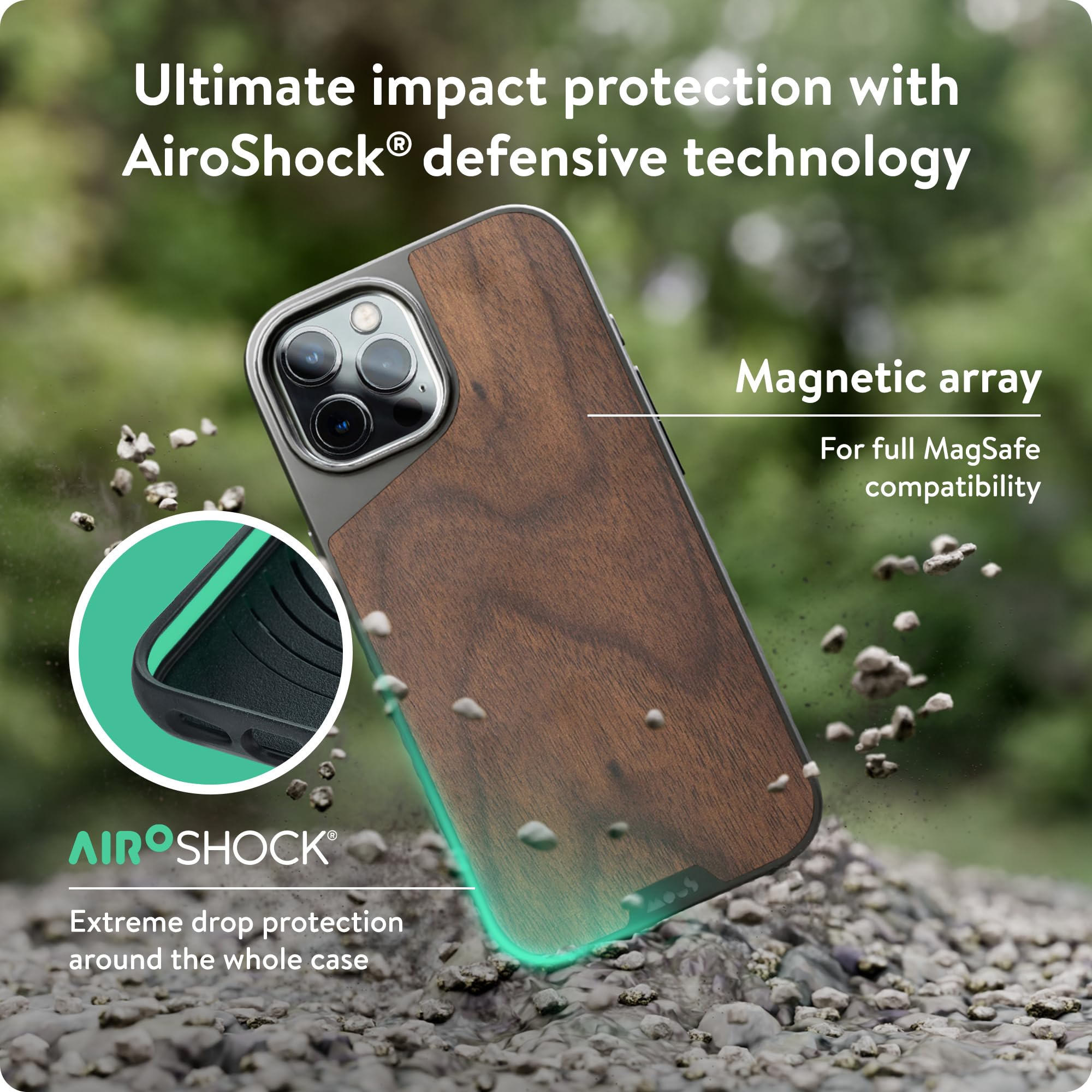 Premium Mous Limitless 4.0 Walnut Wood Phone Case for iPhone 12 Pro Max | MagSafe Compatible | Eco-Friendly Packaging | Perfect for Outdoor Adventures & Daily Protection
