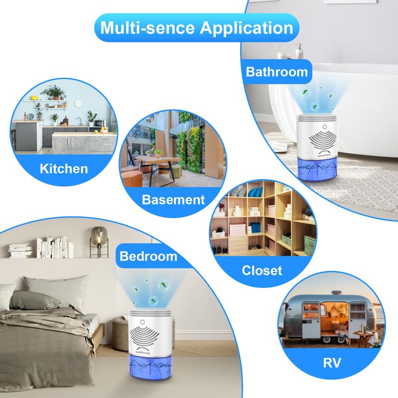 34 OZ Small Dehumidifier for Home - Auto Shut Off, Portable Mini Dehumidifier for Bedroom, Bathroom, Closet, Office, RV - Perfect for Moisture Control in Small Spaces