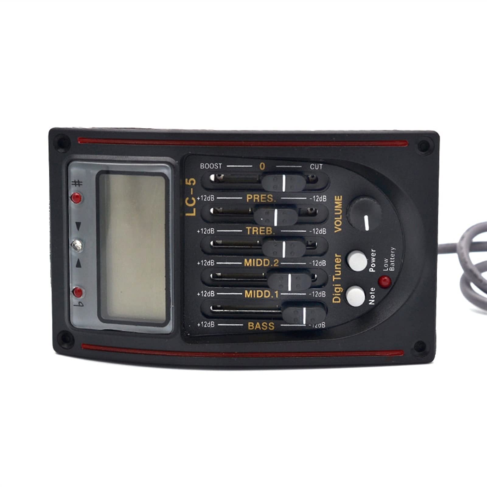 5-Band Acoustic Guitar Pickup & Preamp with Digital Tuner and Equalizer - Premium Guitar Electronics for Live Performance & Studio Recording
