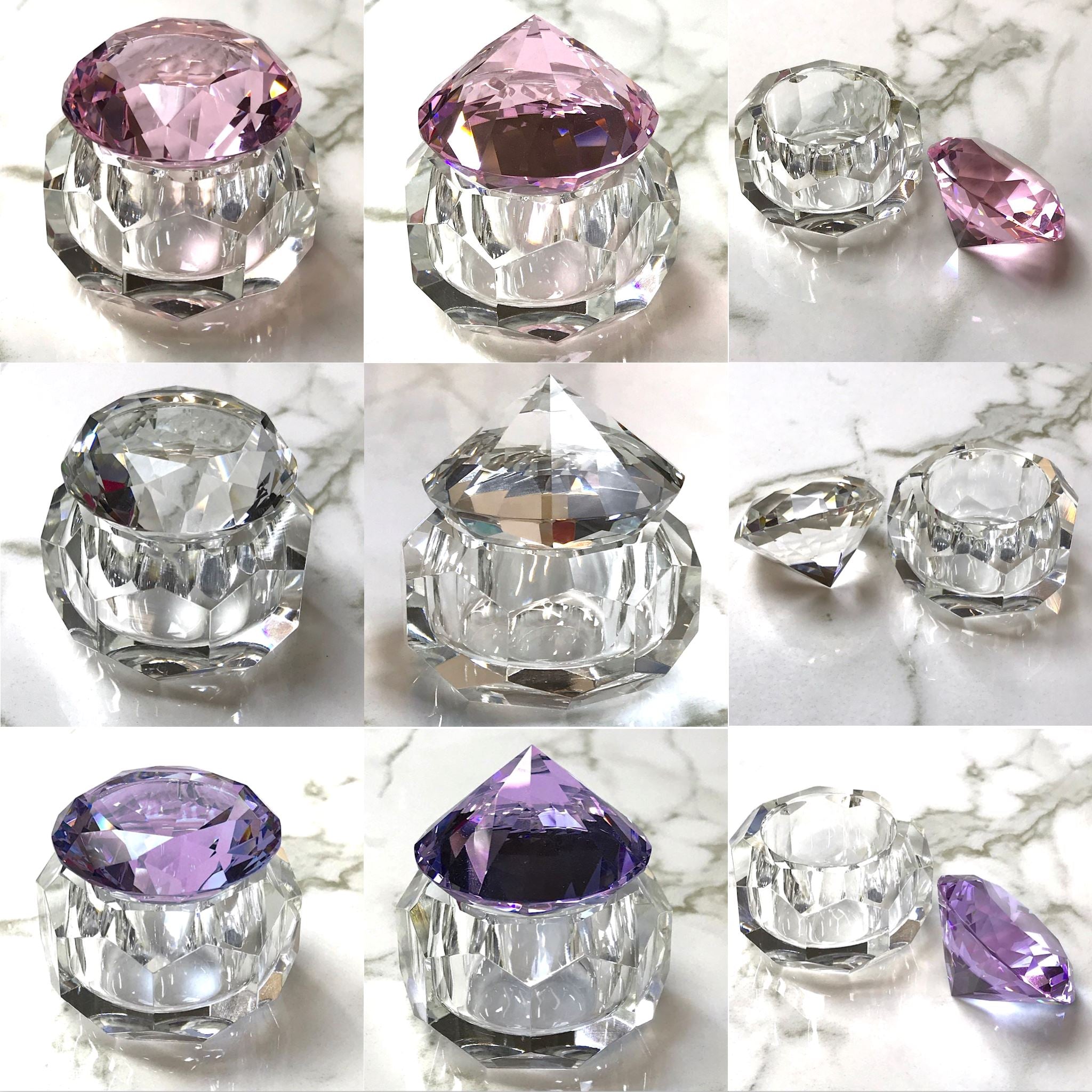 Premium 50ml Crystal Glass Jar with Diamond-Cut Stone - Perfect for Essential Oils, Perfume, and DIY Beauty Storage