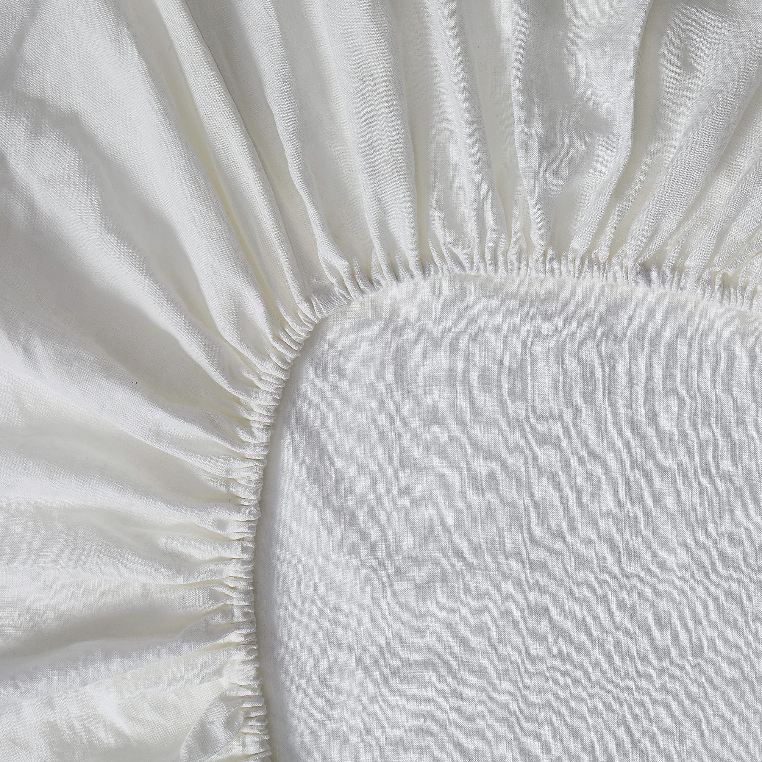 Berklan 100% French Linen Fitted Sheet - Twin Size, 16 Inch Deep Pocket, Fully Elasticized, Ultra Breathable Off-White Bedding - Perfect for Allergy Sufferers & Hot Sleepers
