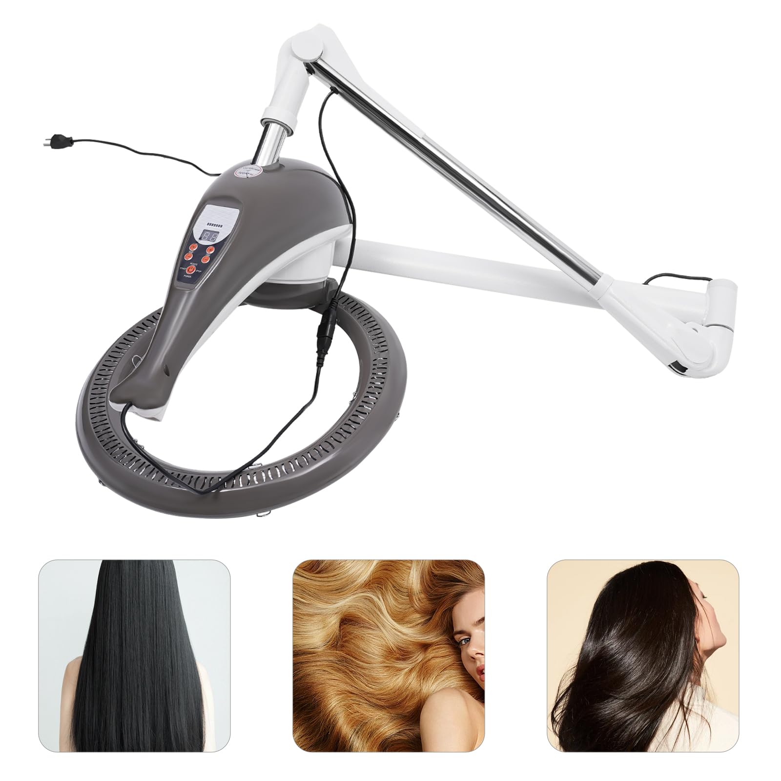 950W Multifunctional Hair Treatment Machine with 360° Rotating Heating Ring - Wall Mount Salon Hair Perming Equipment for Home & Professional Use (Grey) | Perfect for Salons, Spas & At-Home Hair Care