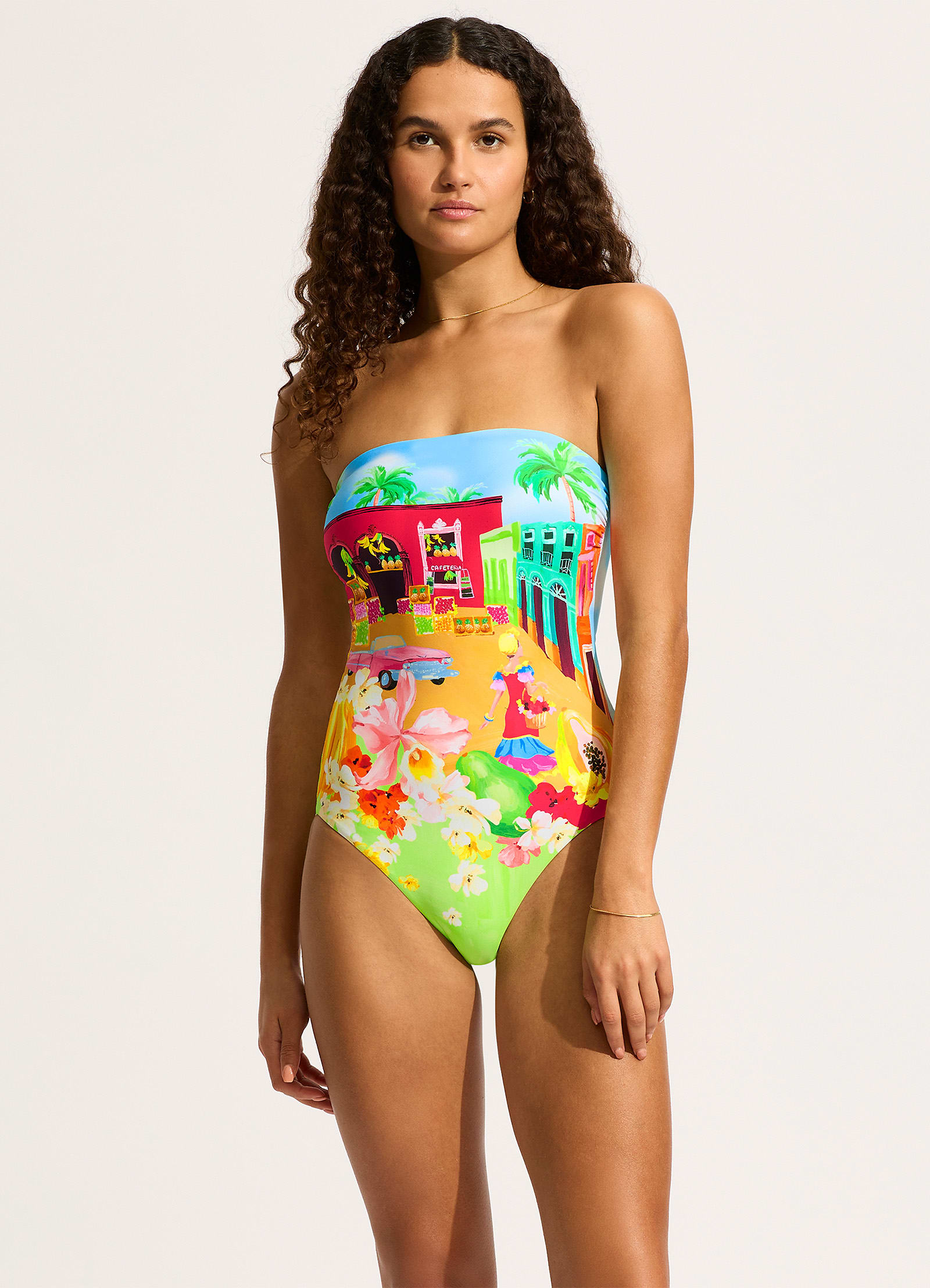 Turquoise Cuba Bandeau One Piece Swimsuit - Stylish & Comfortable for Beach, Pool, and Summer Vacations