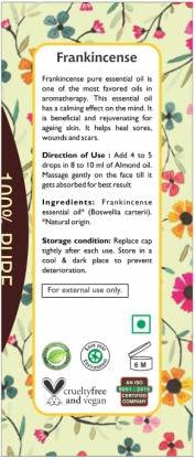 Natural Frankincense Essential Oil for Skin Rejuvenation - 10ml Pure & Organic Aromatherapy Oil for Face Care, Anti-Aging & Relaxation | Perfect for Massage, Skincare Routine & Stress Relief