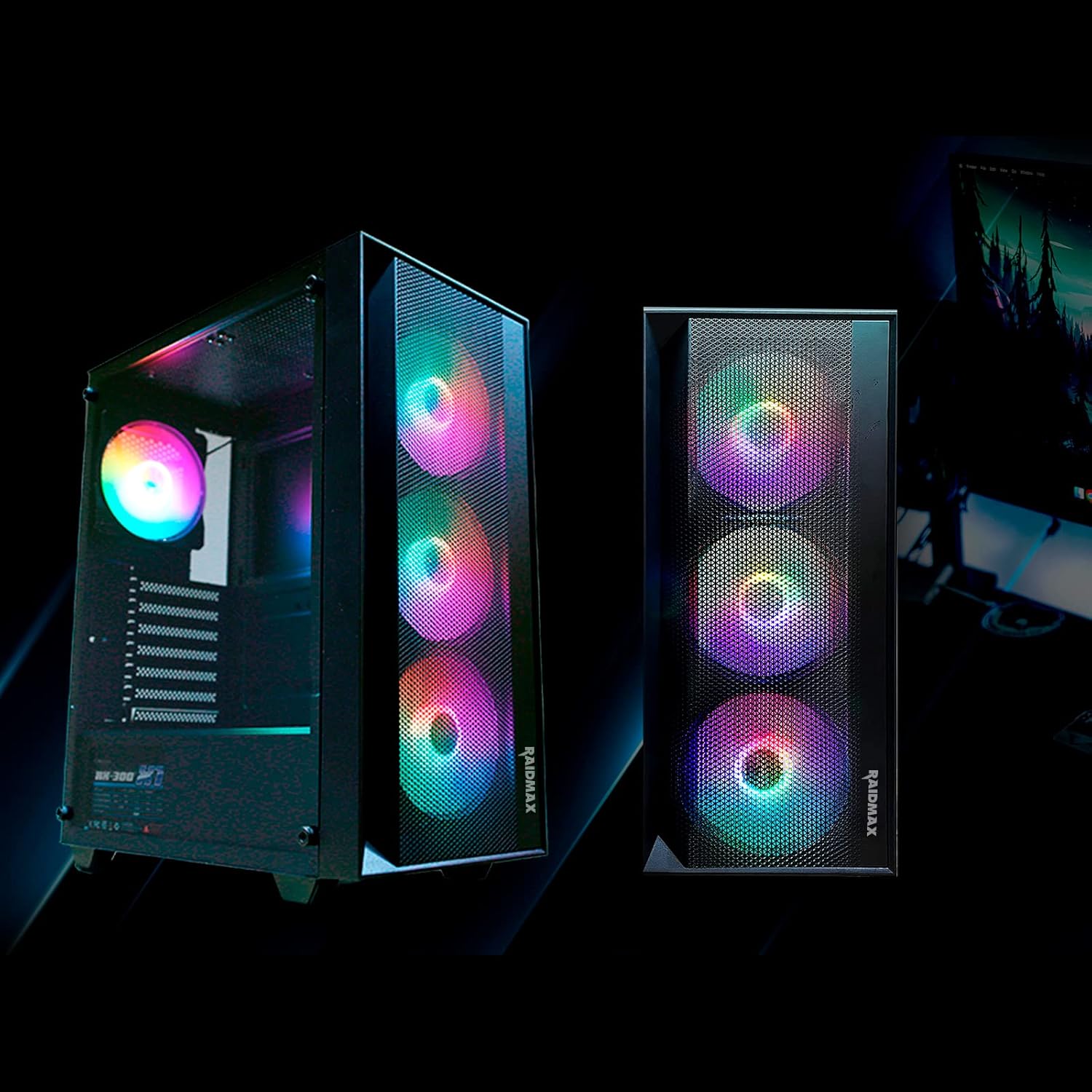 RAIDMAX V100 ATX Mid Tower Gaming PC Case - High Airflow, Tempered Glass, RGB Lighting for Ultimate Gaming Setup
