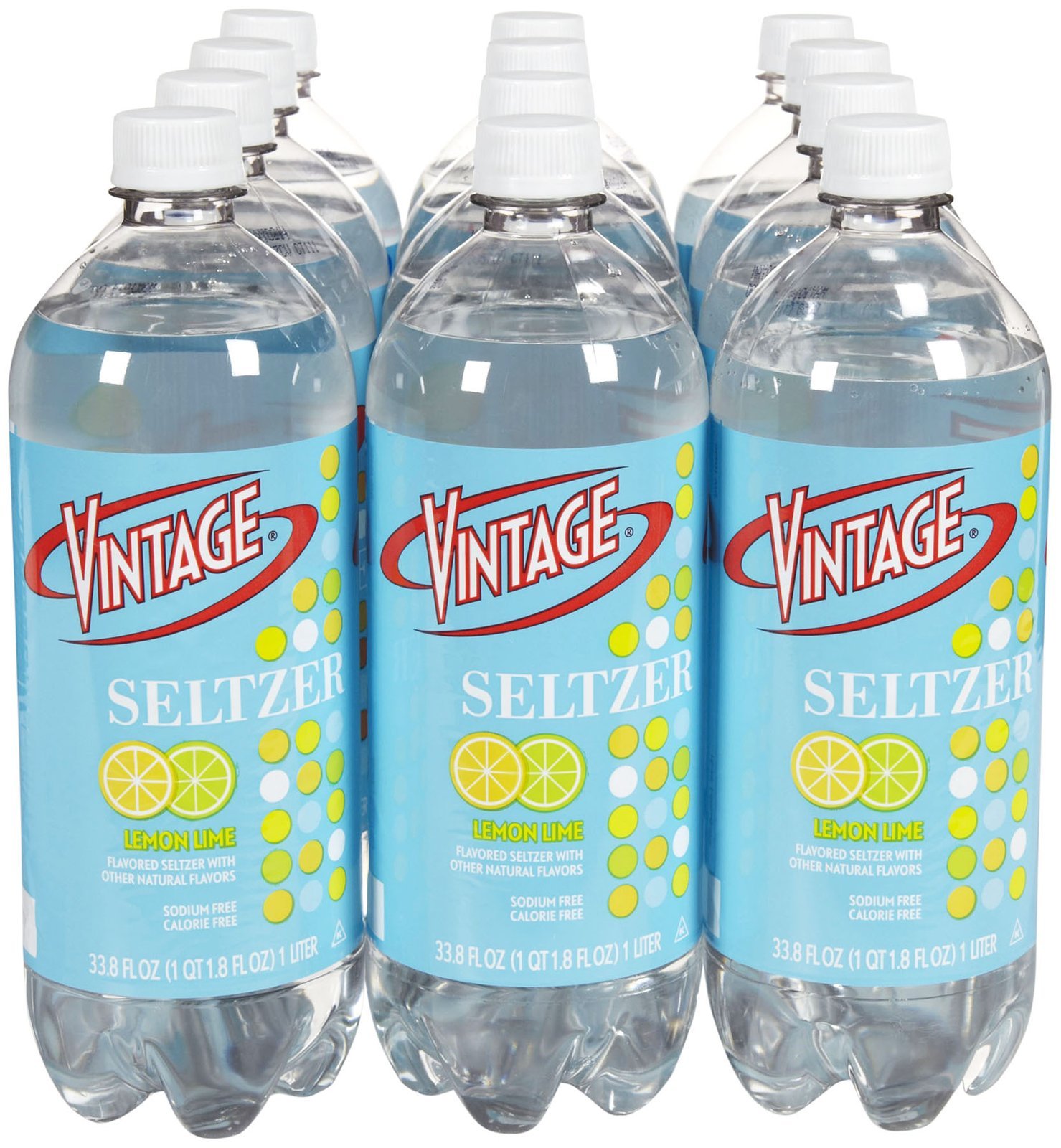 Vintage Lemon Lime Seltzer Water - 33.8 Oz (12 Pack) - Refreshing Sparkling Water for Parties, Picnics & Healthy Hydration