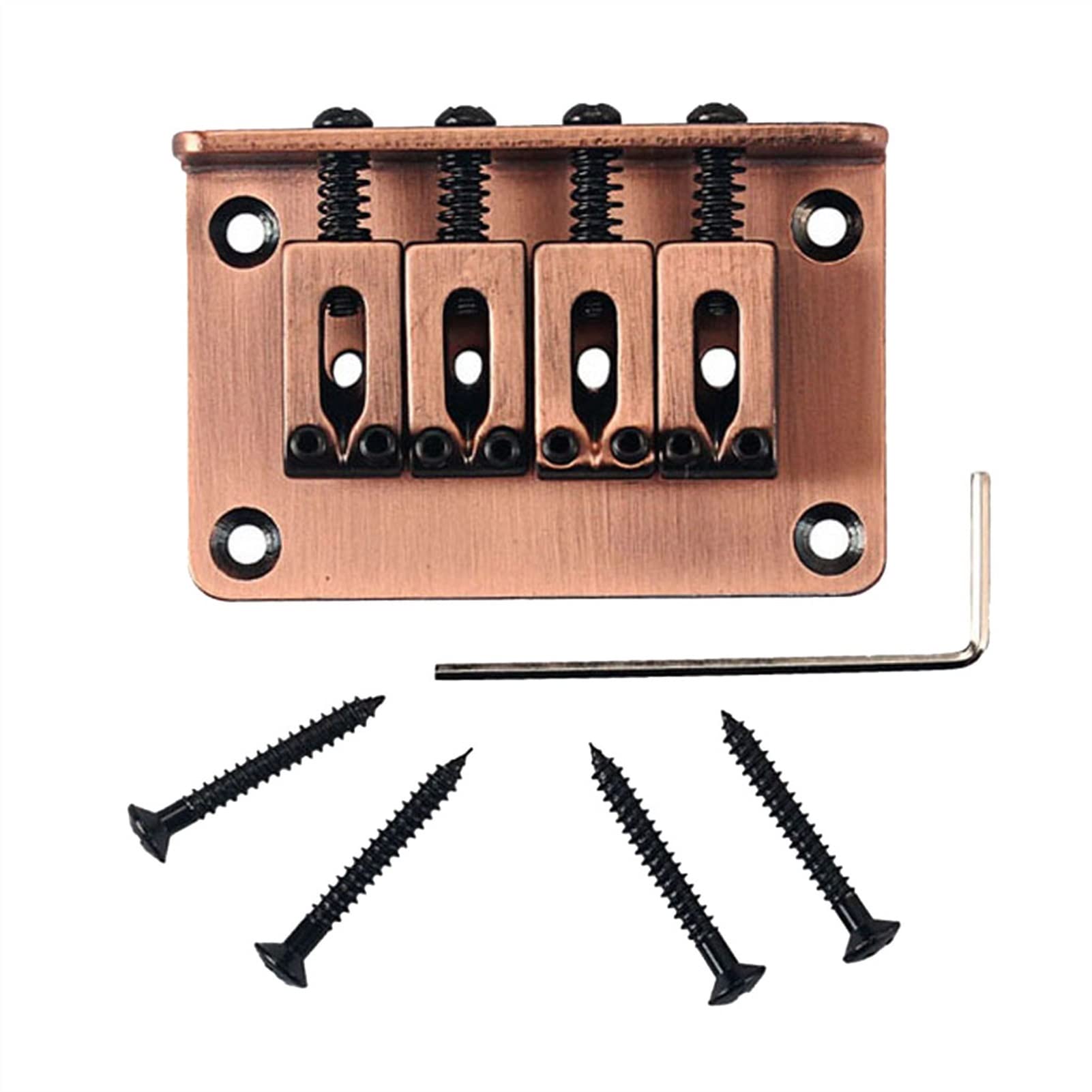 1 Pack 4-String Electric Guitar Bridge Tailpiece with Screws & Wrench - Replacement Part for DIY Guitar Repair & Setup | Perfect for Gibson, Fender & Les Paul Style Guitars