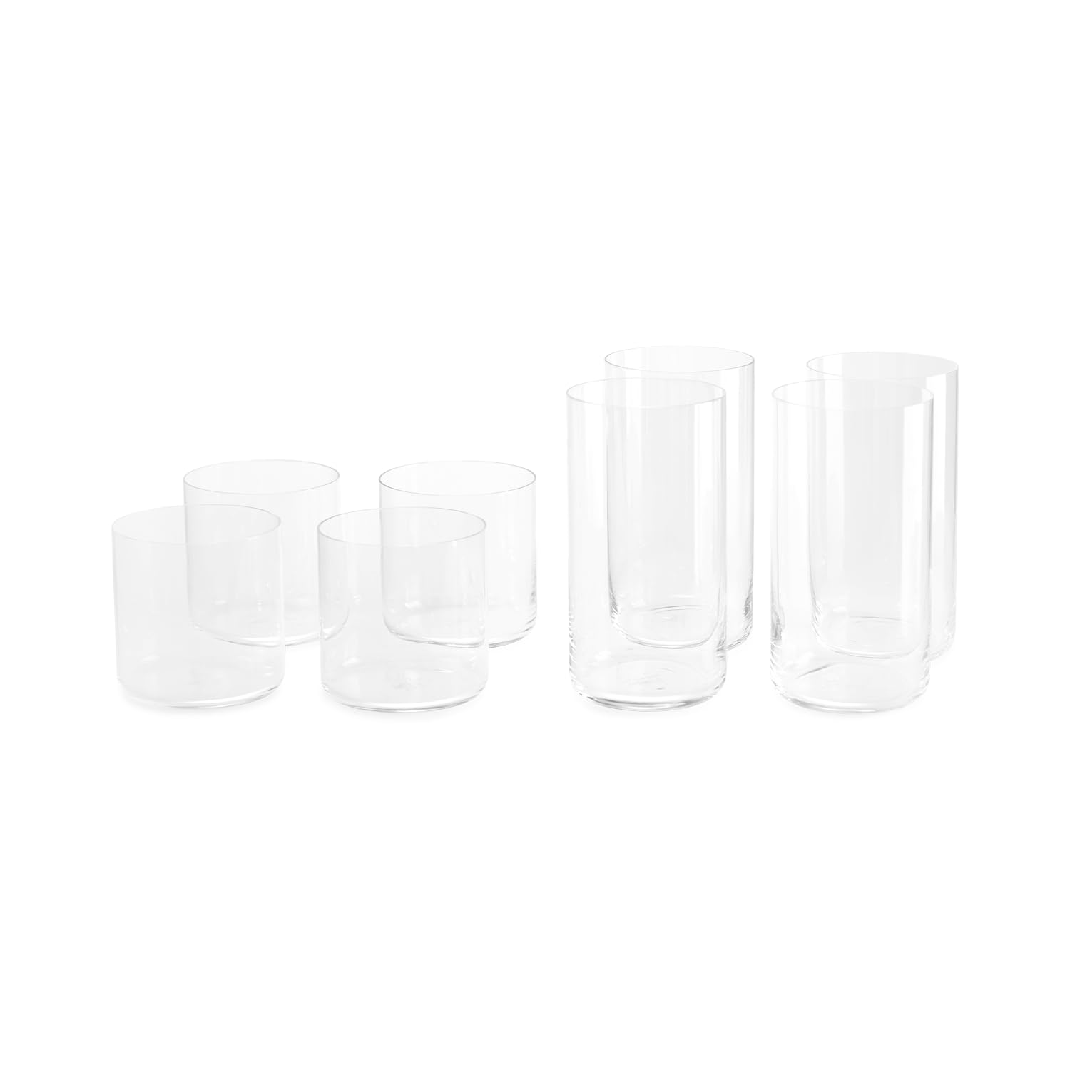 Premium 12-Piece Glassware Set - 4 Tall Glasses & 4 Short Glasses - Shatter-Resistant, Dishwasher Safe Drinking Glasses for Water, Juice, Cocktails - Perfect for Home, Restaurant, Party & Bar Use