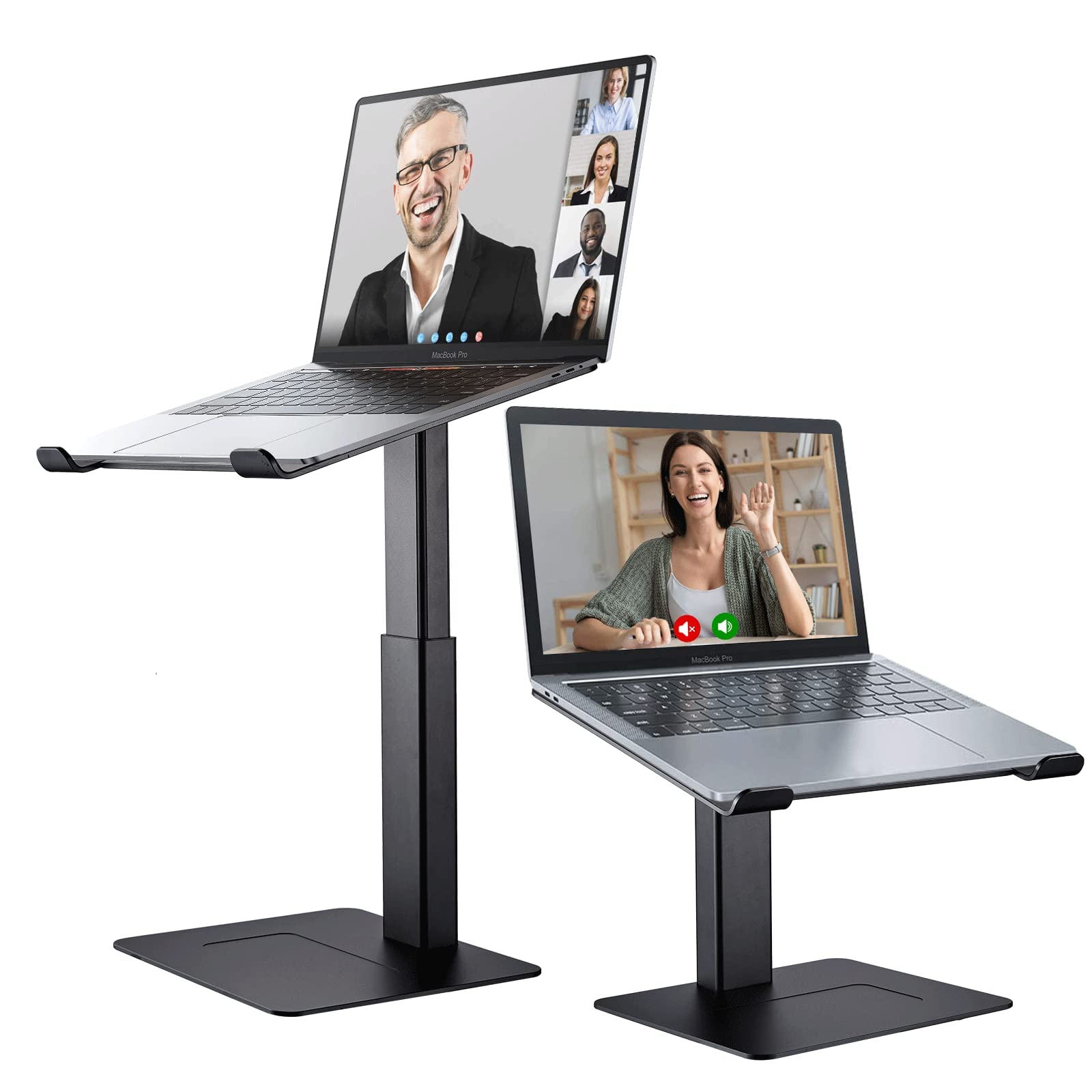 Ergonomic Adjustable Laptop Stand for Desk - 7 to 15 Inches Height, Aluminum Laptop Riser for MacBook & Notebooks (11-17 Inches) - Perfect for Home Office, Gaming & DJ Setup (Black)