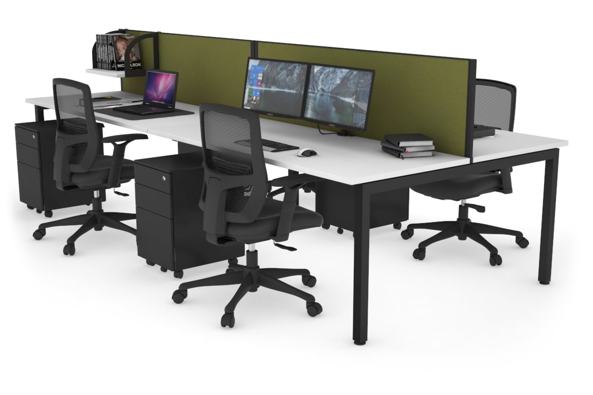 Quadro Square Legs 4-Person Office Workstation Desk - 1800mm x 700mm (71