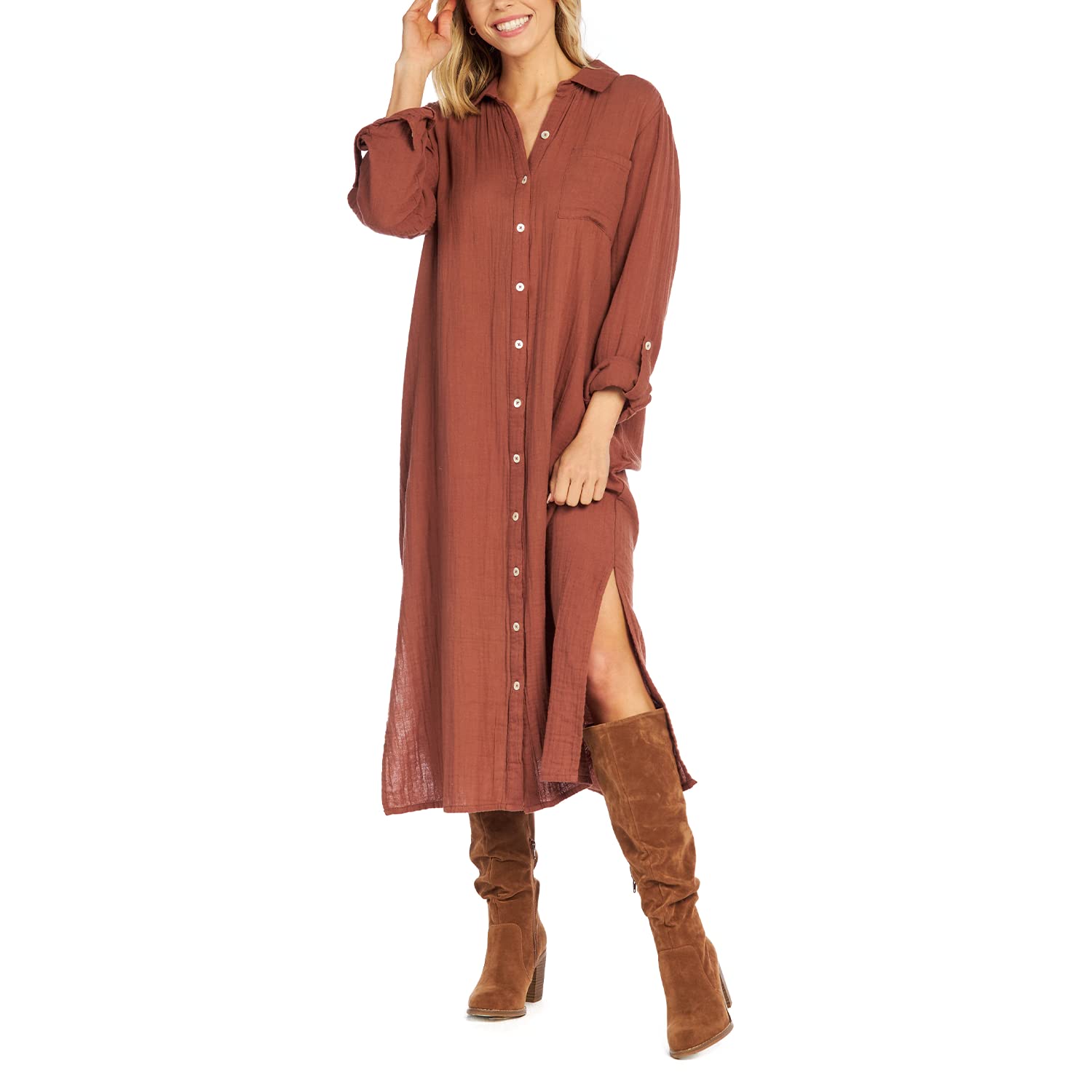 Mud Pie Clemmy Women's Maxi Dress - Flowy Long Summer Dress with Pockets, Boho Chic Style for Beach, Vacation & Casual Wear