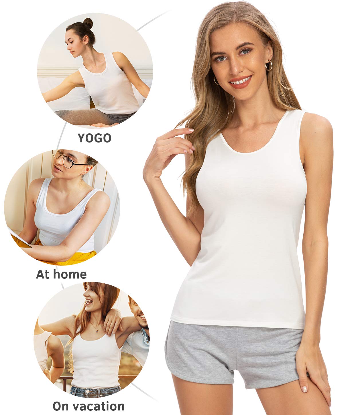 Vislivin Women's Super Soft Stretch Casual Tank Tops - 3/4 Pack Comfy Sleeveless Shirts for Everyday Wear, Lounge & Summer Outfits