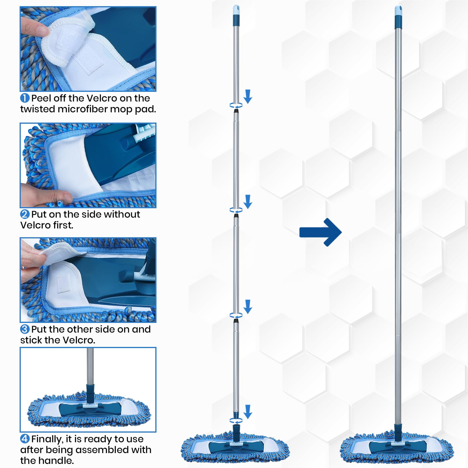 Best Dust Mop for Hardwood Floors - Wet & Dry Microfiber Flat Mop with 57