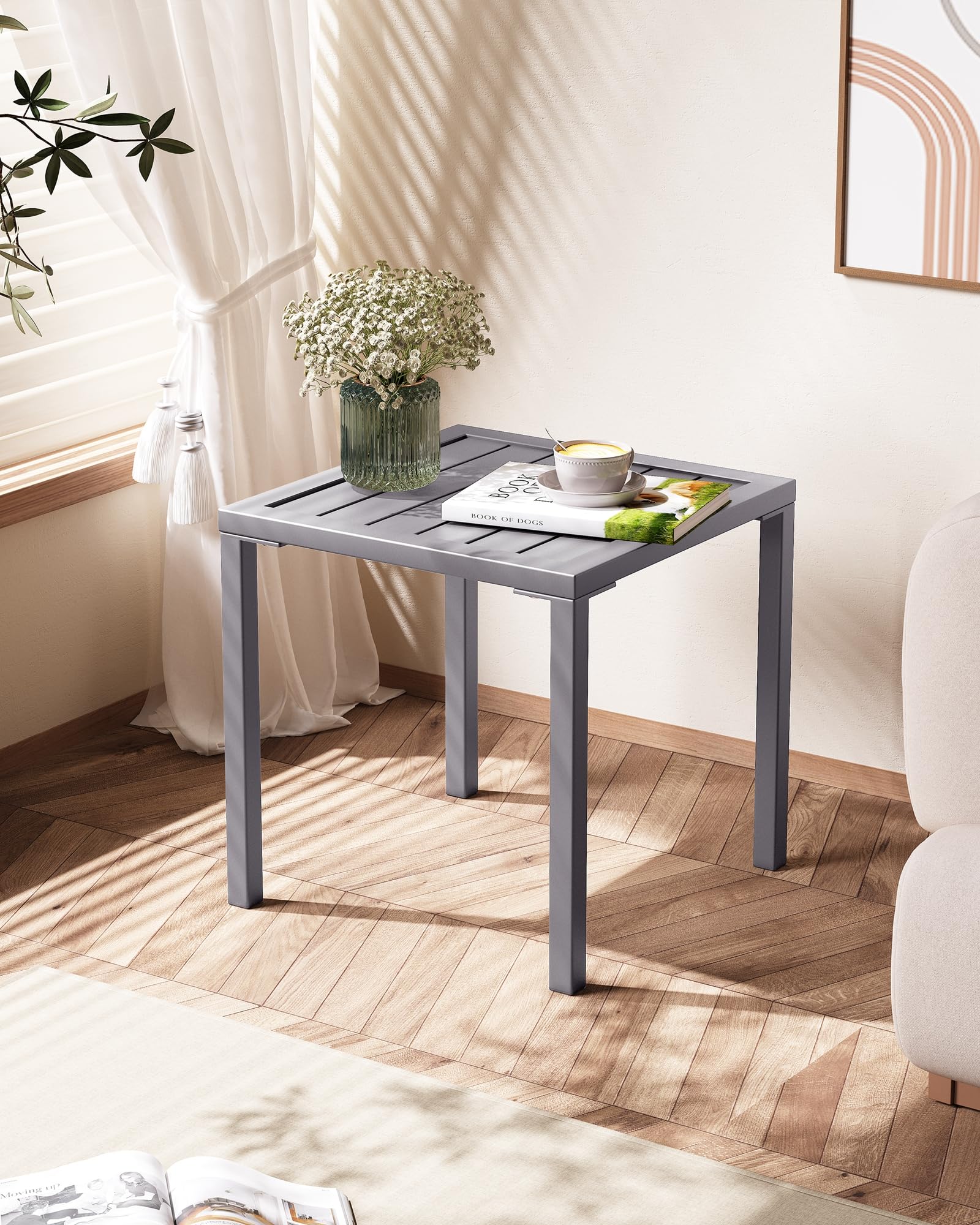 **Crestlive 2-Pack Aluminum Outdoor Side Tables - Weather-Resistant Square Coffee End Tables for Patio, Yard, Garden, Porch & Deck - Perfect for Poolside Lounging & Outdoor Entertaining**