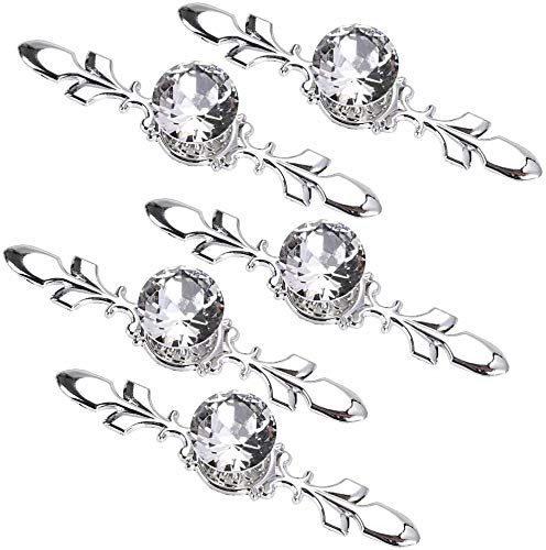 5pcs Crystal Drawer Knobs - Diamond Glass Pull Handles for Kitchen, Bathroom & Office Cabinets