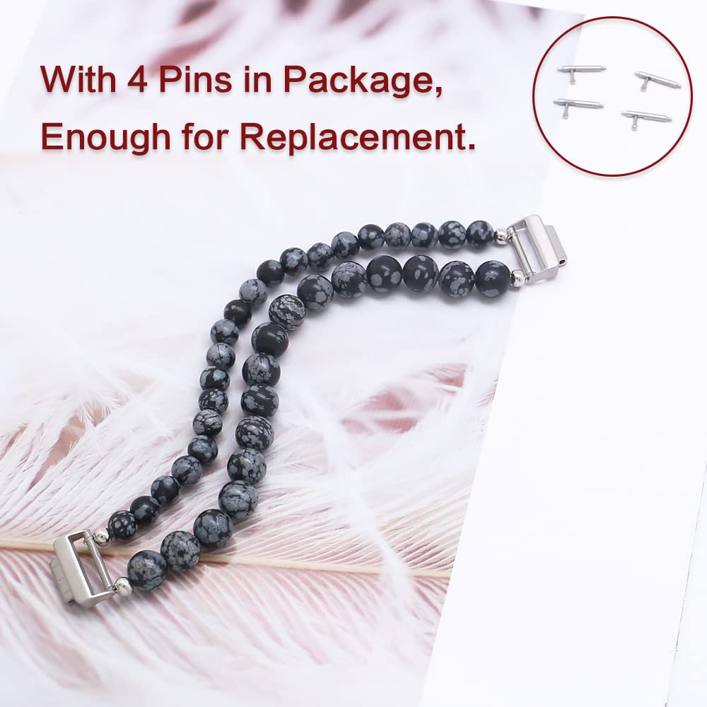 Fitbit Inspire HR Bands for Women - Handmade Beaded Adjustable Strap (Snowflake Obsidian) for Workouts & Daily Wear