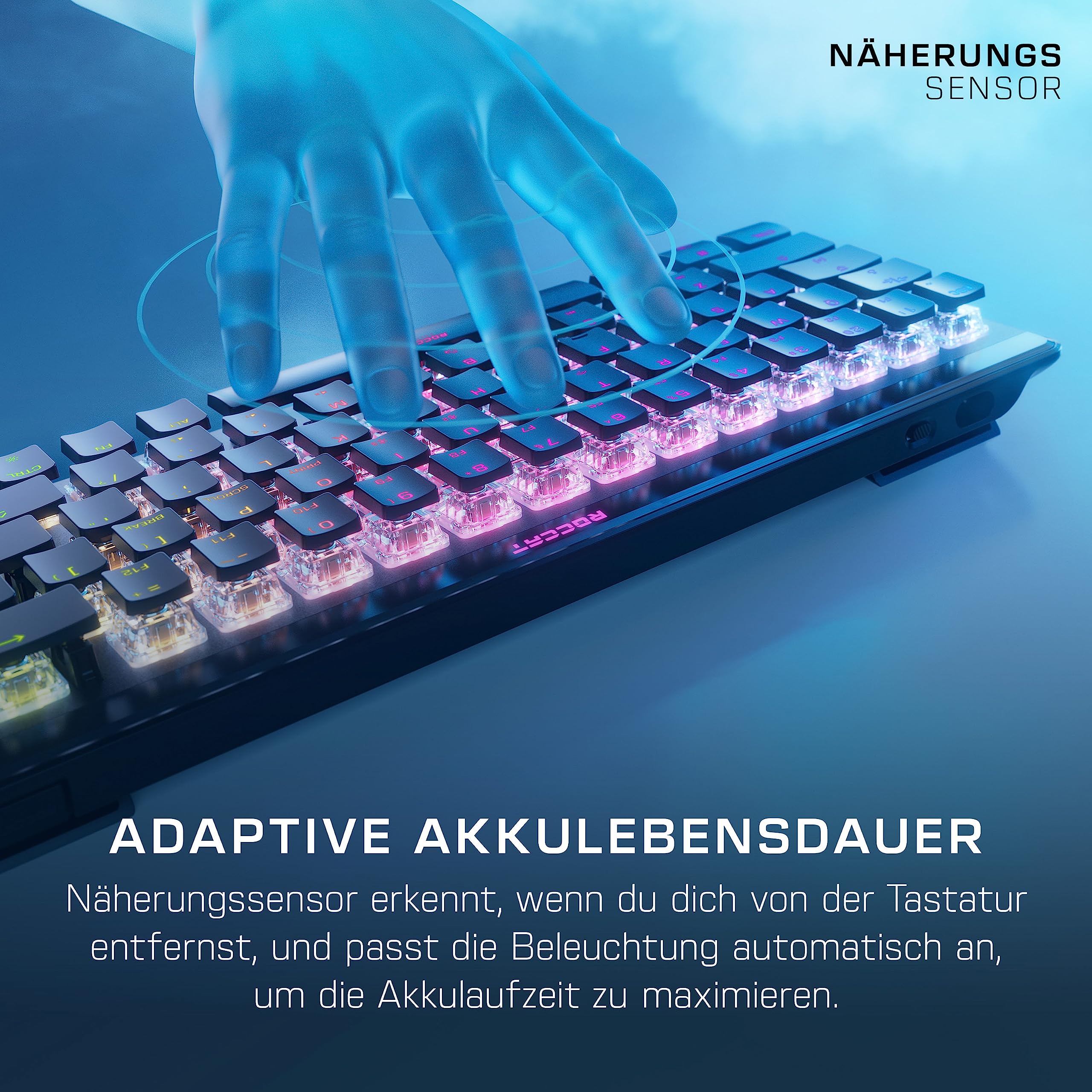 ROCCAT Vulcan II Mini Air 65% Wireless Mechanical Gaming Keyboard - Customizable RGB Lighting, Detachable Cable, Titan II Linear Switches, Aluminum Frame, Black - Perfect for Competitive Gaming & Esports
