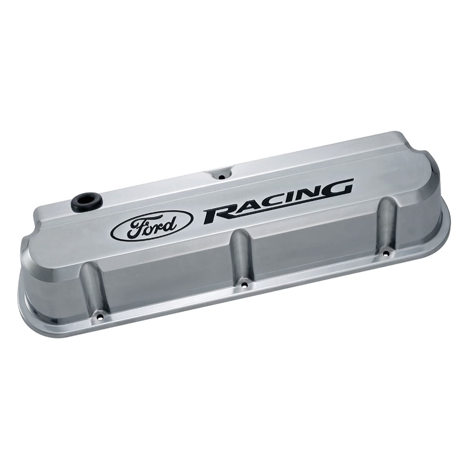 Ford Racing Tall Baffled Valve Cover with Oil Fill Cap - Aluminum Polished for High-Performance Engines - Perfect for Ford Mustang, F-150 & Classic Car Upgrades