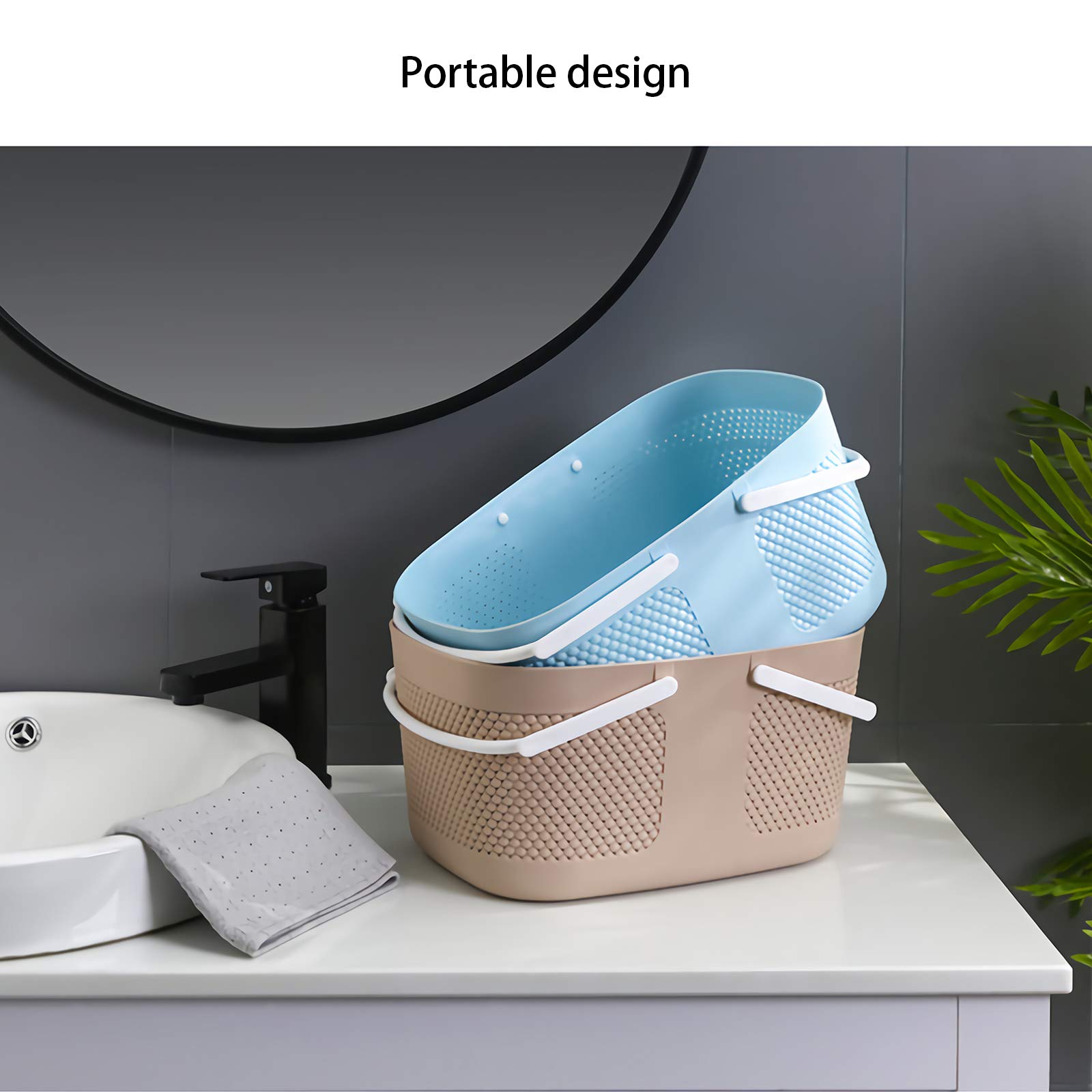 Portable Large Capacity Shower Caddy Basket - Thickened Plastic Bathroom Organizer with Drainage Holes & Handles - Perfect for College Dorm, Gym, Camping & Travel - Waterproof Toiletry Storage for Shower Essentials