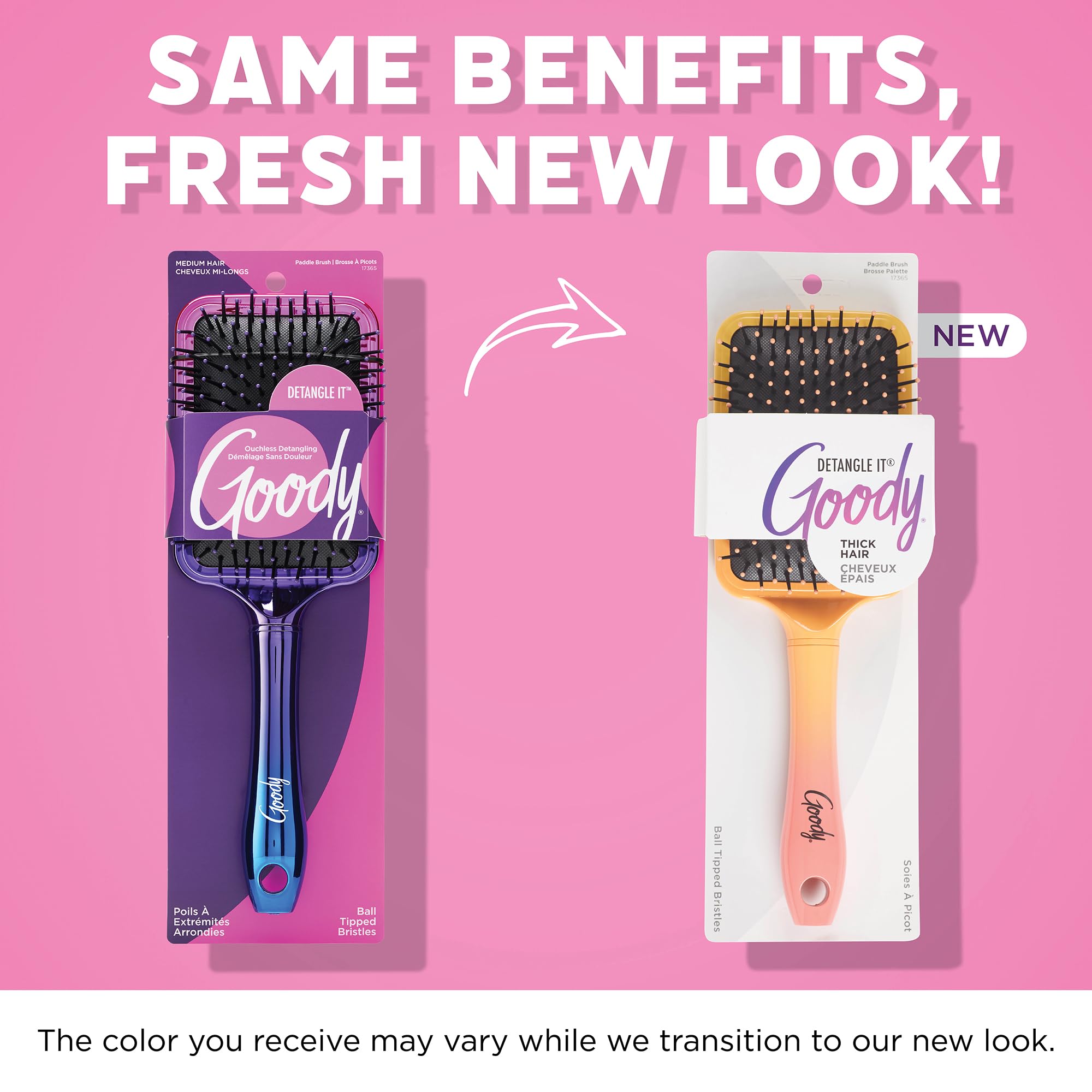 Goody Dream Detangle It Paddle Brush - Flexible Bristles Detangling & Styling Brush for Thick Hair - Reduces Knots, Tangles & Frizz - Perfect for Ombre Hair Styling at Home or Salon