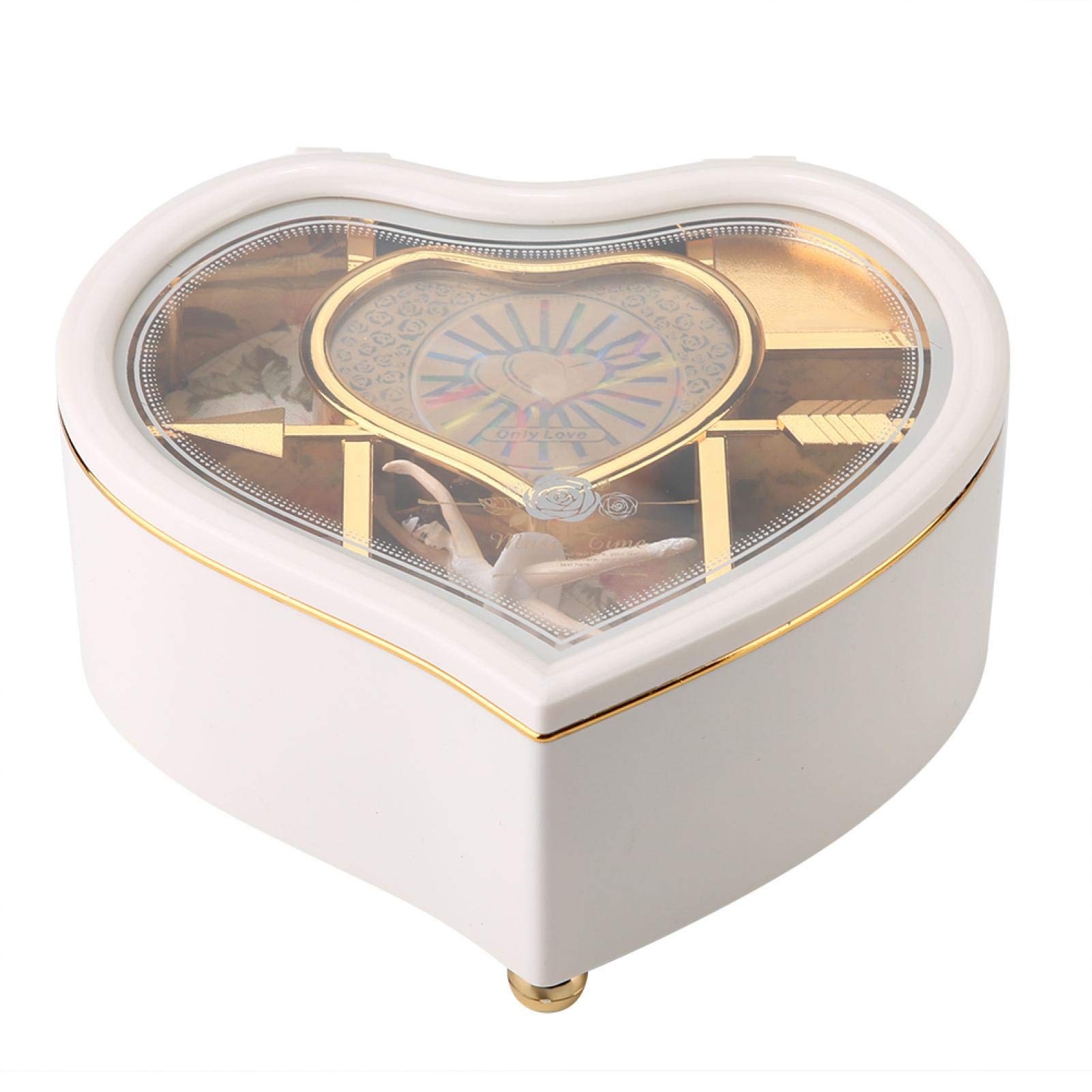 Kuuleyn Hand-Cranked Heart-Shaped Music Jewelry Box - Ballet Dance Spinning Musical Storage with Classic Songs for Kids, Adults & Girls | Perfect for Birthday Gifts, Home Decor & Jewelry Organization