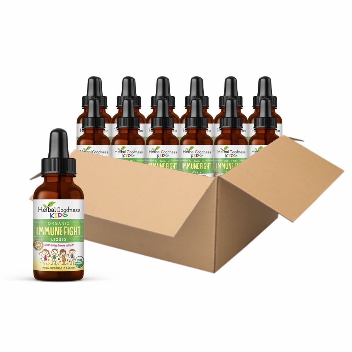 Kids Immune Support Drops with Ashwagandha & Turmeric - Natural Herbal Supplement for Children's Wellness | Non-GMO, Made in USA | 12 Bottles | Supports Immunity During School, Travel & Cold Season