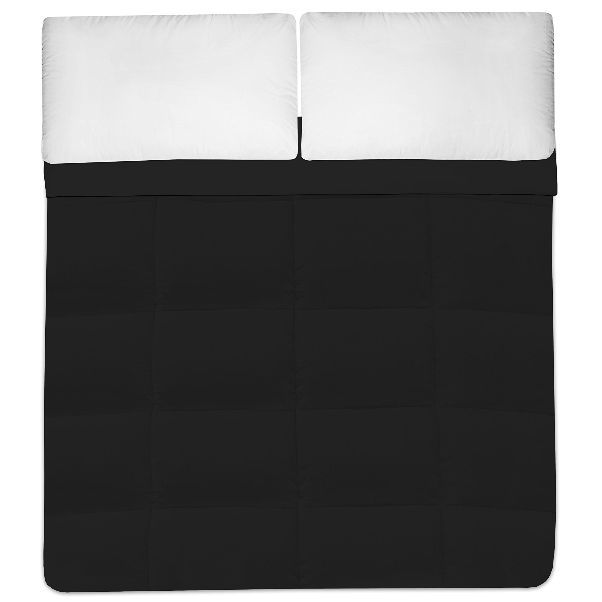 Sweet Home Collection Down Alternative Polyester Comforter - Hypoallergenic, Box Stitch Design, Soft Microfiber Bedding for All Seasons - Twin Size, Black - Perfect for Guest Rooms, Dorms & Cozy Bedrooms