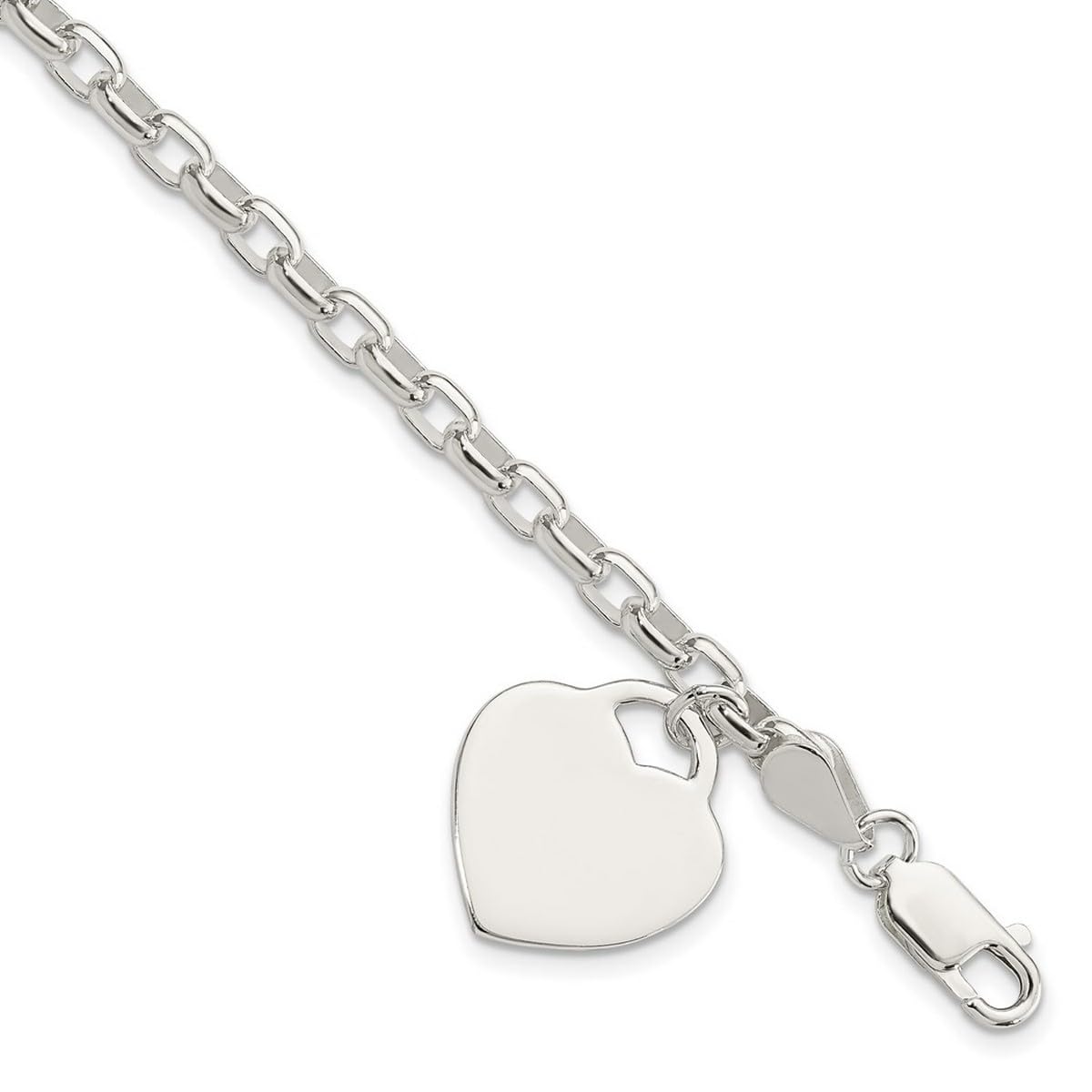 925 Sterling Silver Heart Charm Bracelet for Women - 1.9mm Polished Love Heart with Lobster Claw Closure, 8.5 Inch Adjustable | Perfect for Valentine's Day Gifts, Anniversary Presents & Everyday Elegant Wear