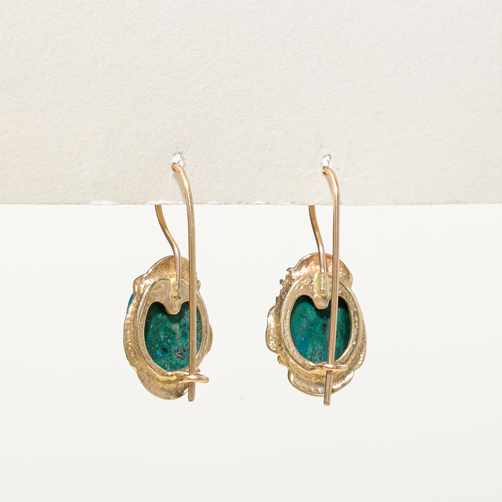 14K Gold Chrysocolla Drop Earrings - 5.00ctw Natural Gemstone Jewelry for Women | Elegant Gift for Birthday, Anniversary & Special Occasions