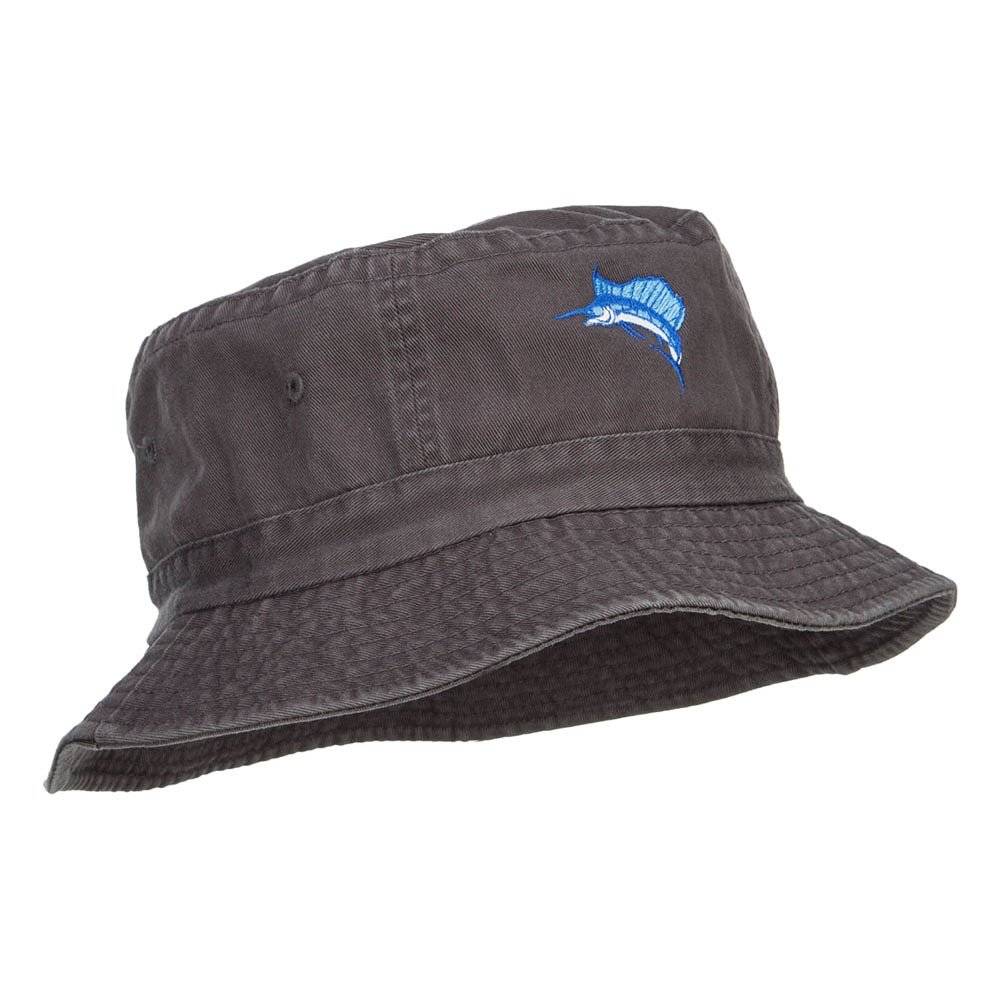 Sailfish Embroidered Pigment Dyed Bucket Hat for Men & Women - UPF 50+ Sun Protection - Fishing, Beach, Outdoor Activities - e4Hats.com