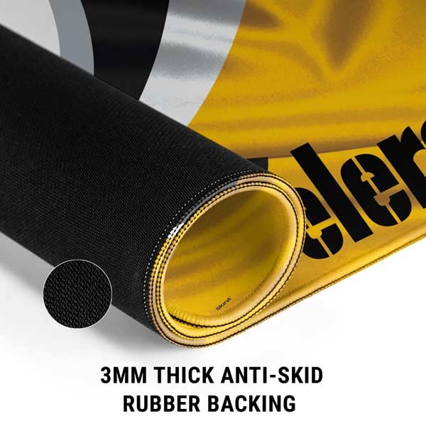 Officially Licensed NFL Pittsburgh Steelers Large Gaming Mouse Pad - Non-Slip Rubber Base, Waterproof, Stitched Edges for Durability | Perfect Desk Mat for Keyboard & Mouse | Ideal for PC Gaming, Office Work & Home Computer Setup