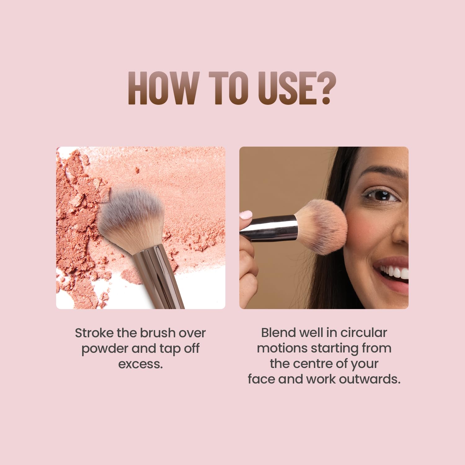 Swiss Beauty Compact Powder Brush - Soft & Dense Kabuki Brush for Flawless Makeup Application - Perfect for Foundation, Blush & Setting Powder (Silver)