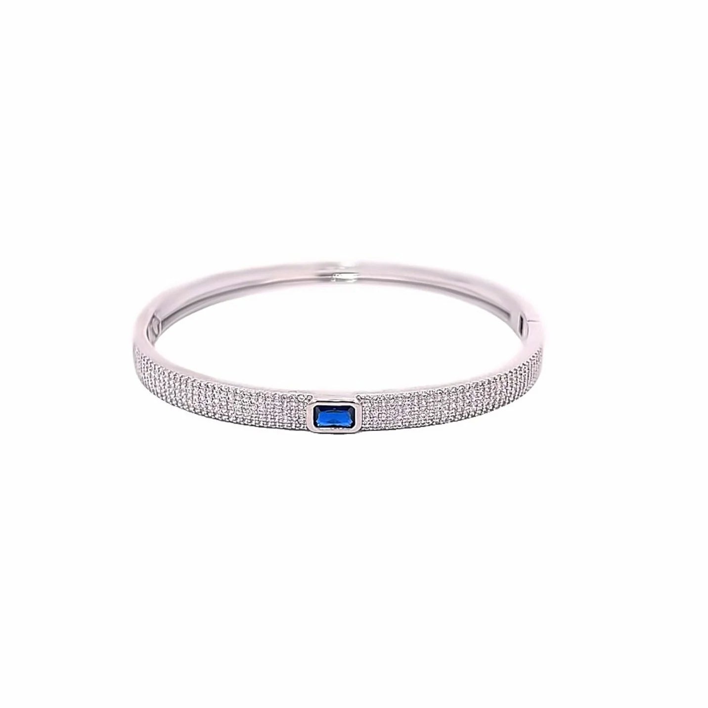 Elegant Pavé Center Stone Bangle Bracelet for Women - Perfect for Weddings, Parties & Everyday Wear