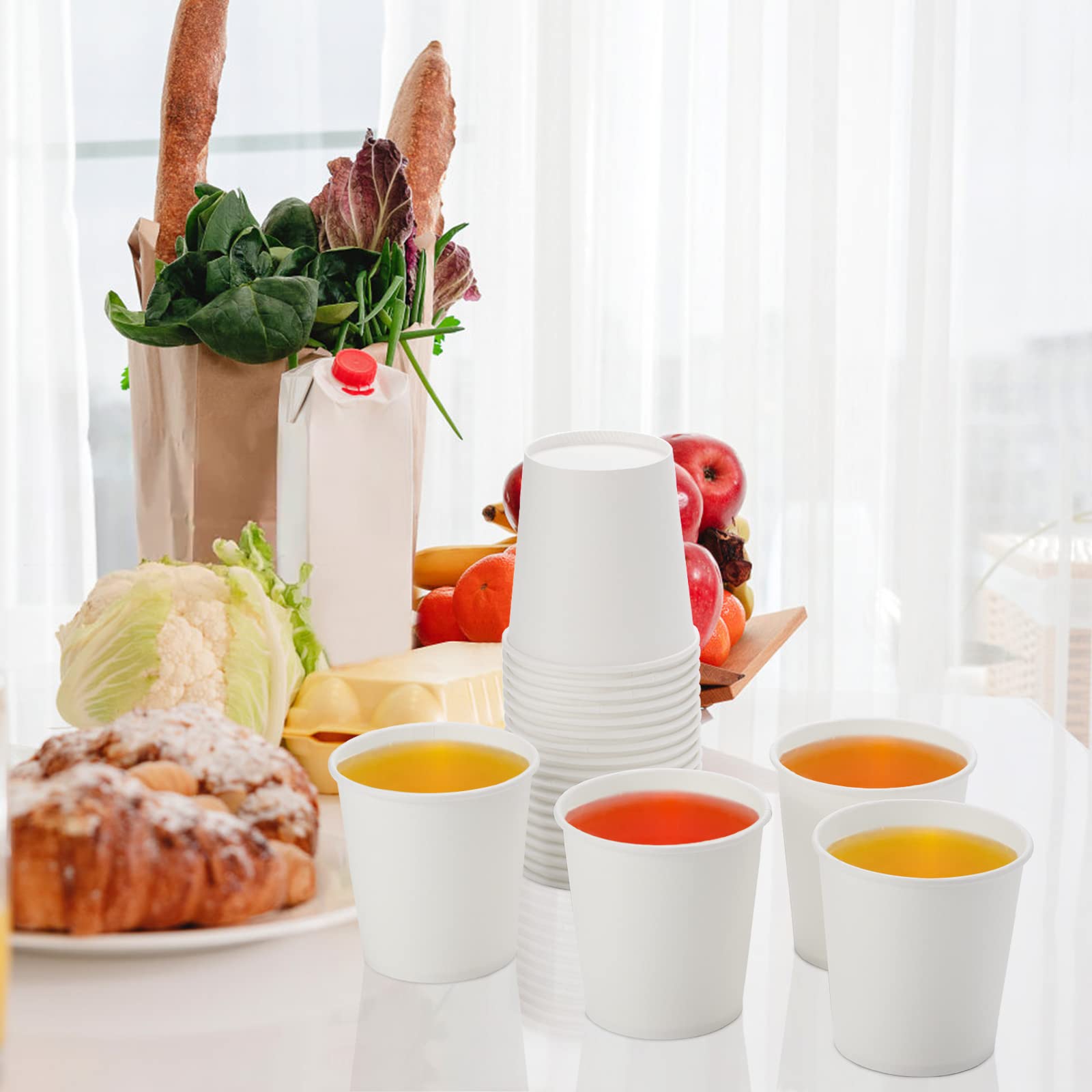 Tebery 300 Pack 6oz Disposable White Paper Coffee Cups - Bulk Hot/Cold Drink Cups for Water, Juice, Tea, Coffee - Perfect for Office, Cafes, Parties & Events