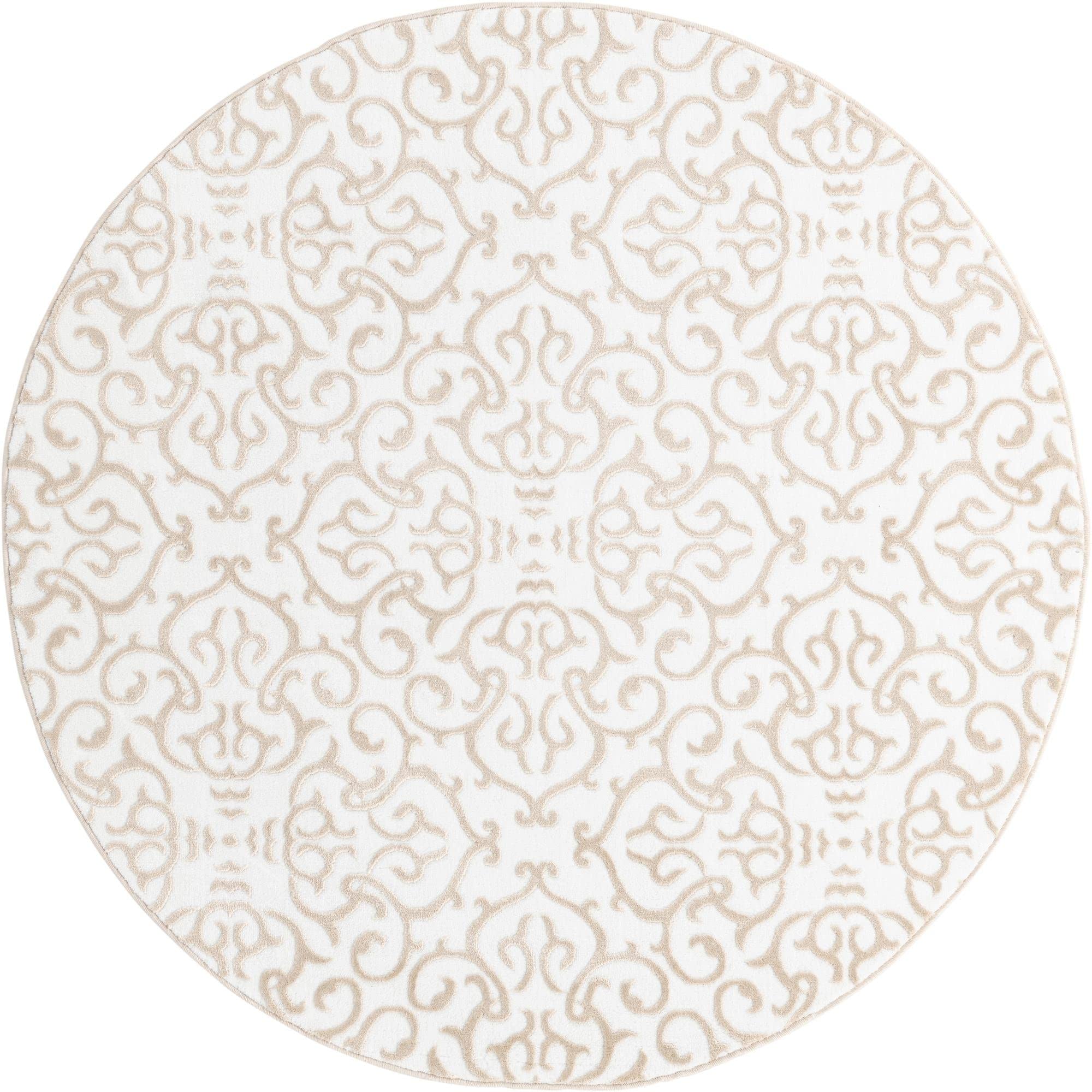 Premium 5 Ft Round Snow White Handmade Rug from Nepal – Soft Medium Pile for Kitchens & Dining Rooms – Perfect for Boho, Farmhouse & Modern Home Decor