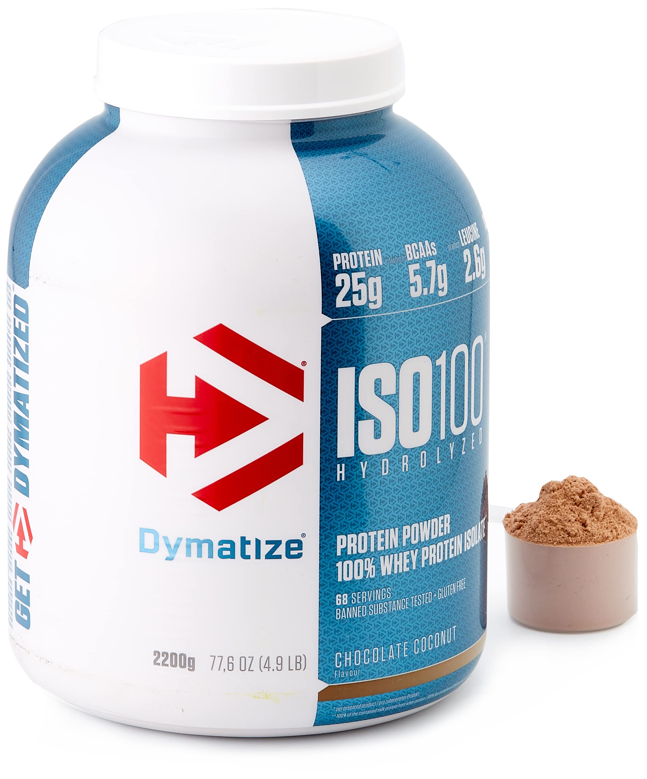 Dymatize ISO 100 Hydrolyzed Whey Protein Powder - Chocolate Coconut Flavor - 2200g for Muscle Recovery & Post-Workout Nutrition | Gym & Fitness Supplement for Athletes