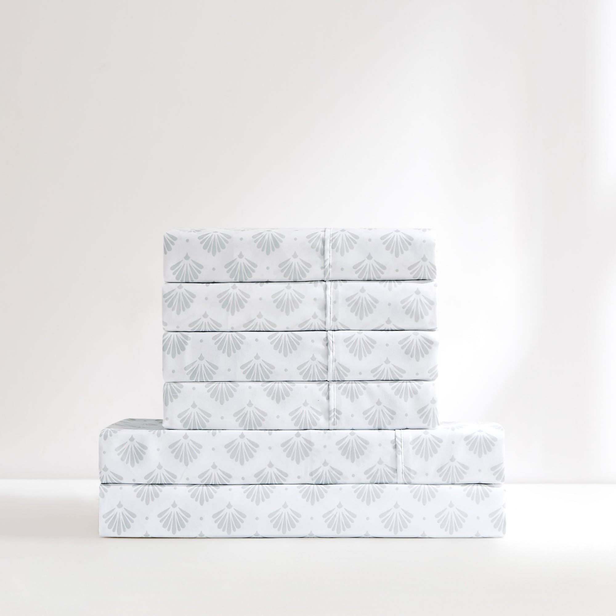 Premium Scallop Edge Fan Pattern Bed Sheet Set - Queen Size, 100% Cotton, Breathable & Soft for Ultimate Comfort - Perfect for Master Bedrooms, Guest Rooms & Cozy Home Decor