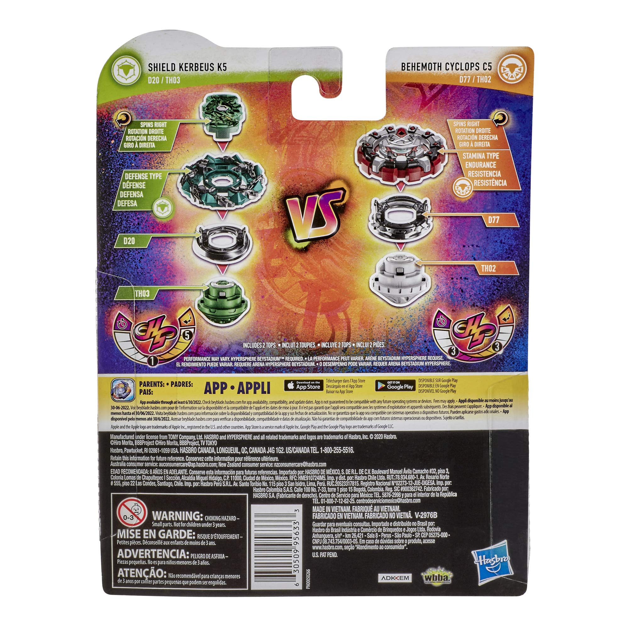 BEYBLADE Burst Rise Hypersphere Dual Pack - Shield Kerbeus K5 & Behemoth Cyclops C5-2 Right-Spin Battling Top Toys for Kids Ages 8+ | Competitive Play, Birthday Gifts, STEM Learning Toys