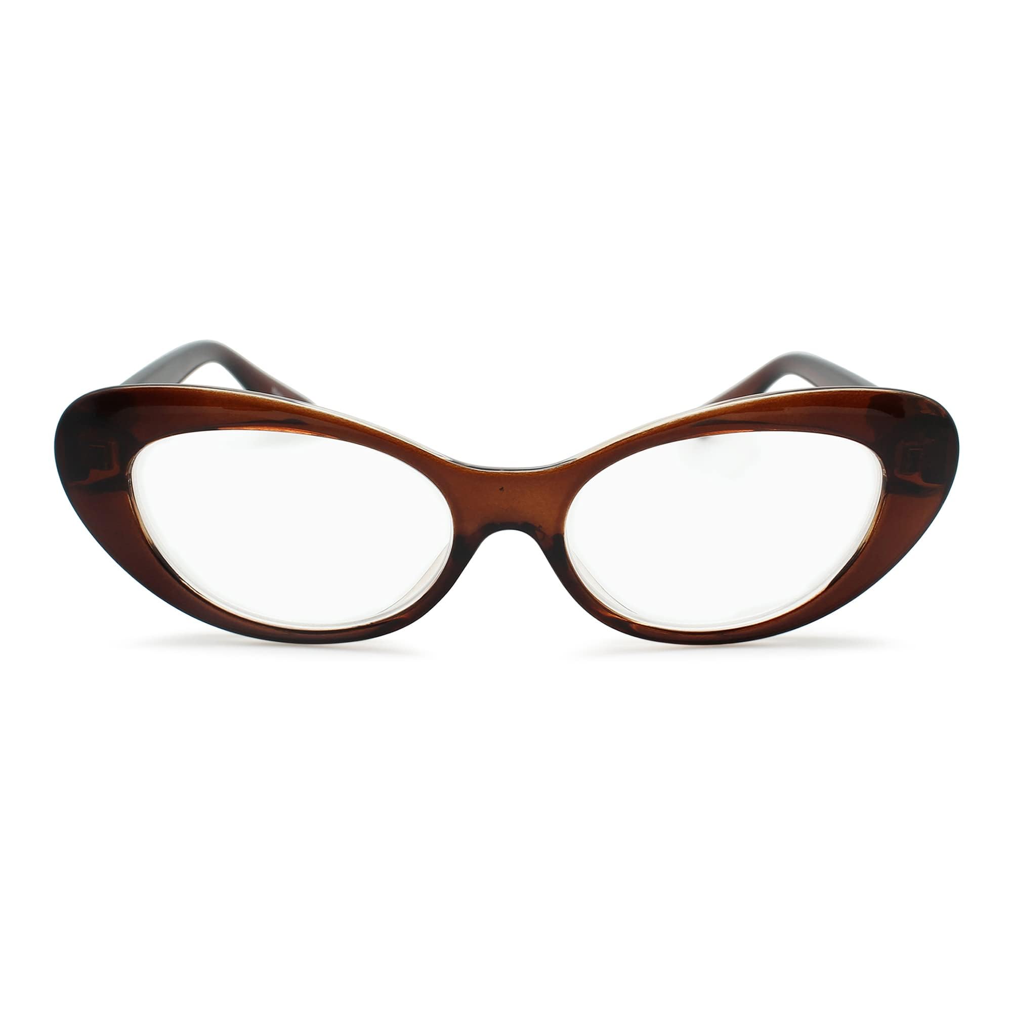 Stylish Brown Oval Cat Eye Reading Glasses for Women - 2.75 Magnification Readers with Comfortable Fit for All Face Shapes | Perfect for Reading, Office Work, and Fashion Accessories