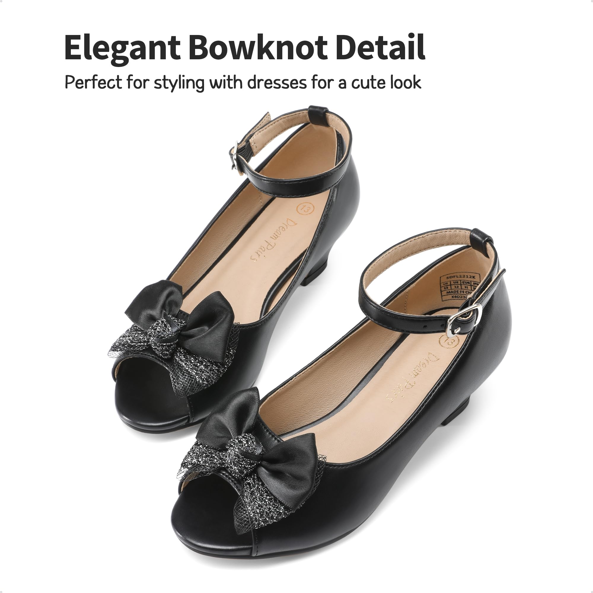 DREAM PAIRS Girls Dress Heels - Bow Flower Princess Open Toe Sandals for Wedding Party & Special Occasions | Comfortable Kids Dress Shoes for Little & Big Girls (Toddler to Youth) | Perfect for Flower Girls, Pageants, Birthday Parties & Formal Events