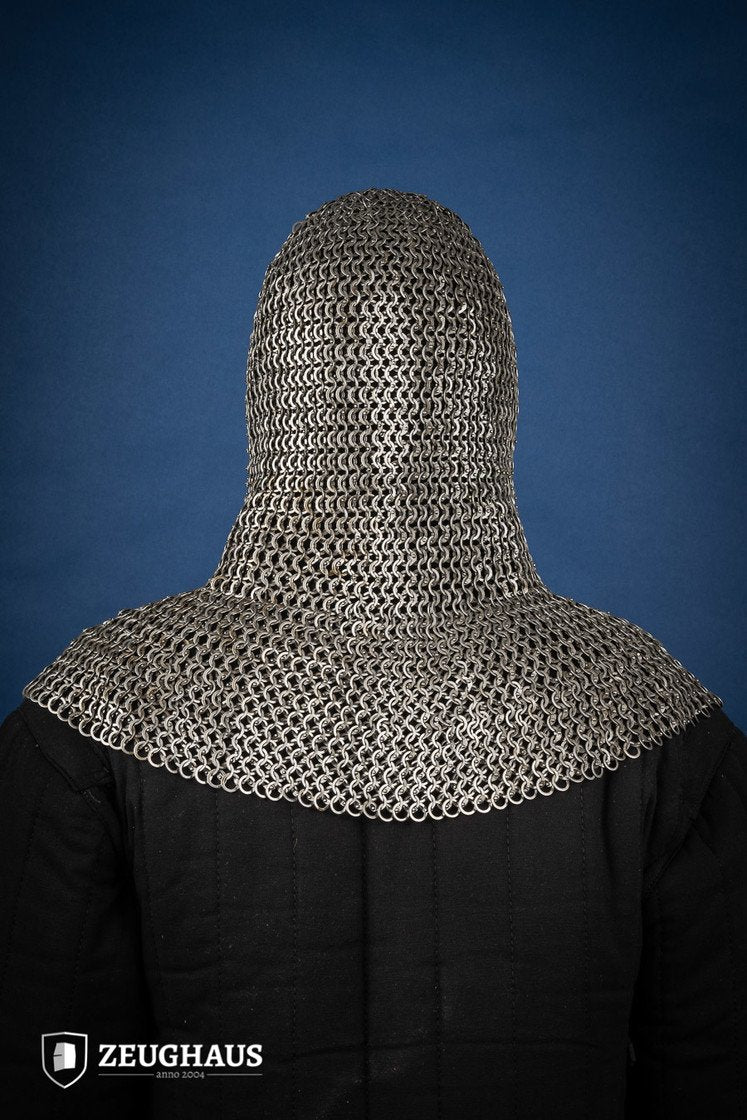 Chainmail Hood Flat Ring Riveted 9mm Steel Oiled - Medieval Armor for LARP, Cosplay & Renaissance Fairs