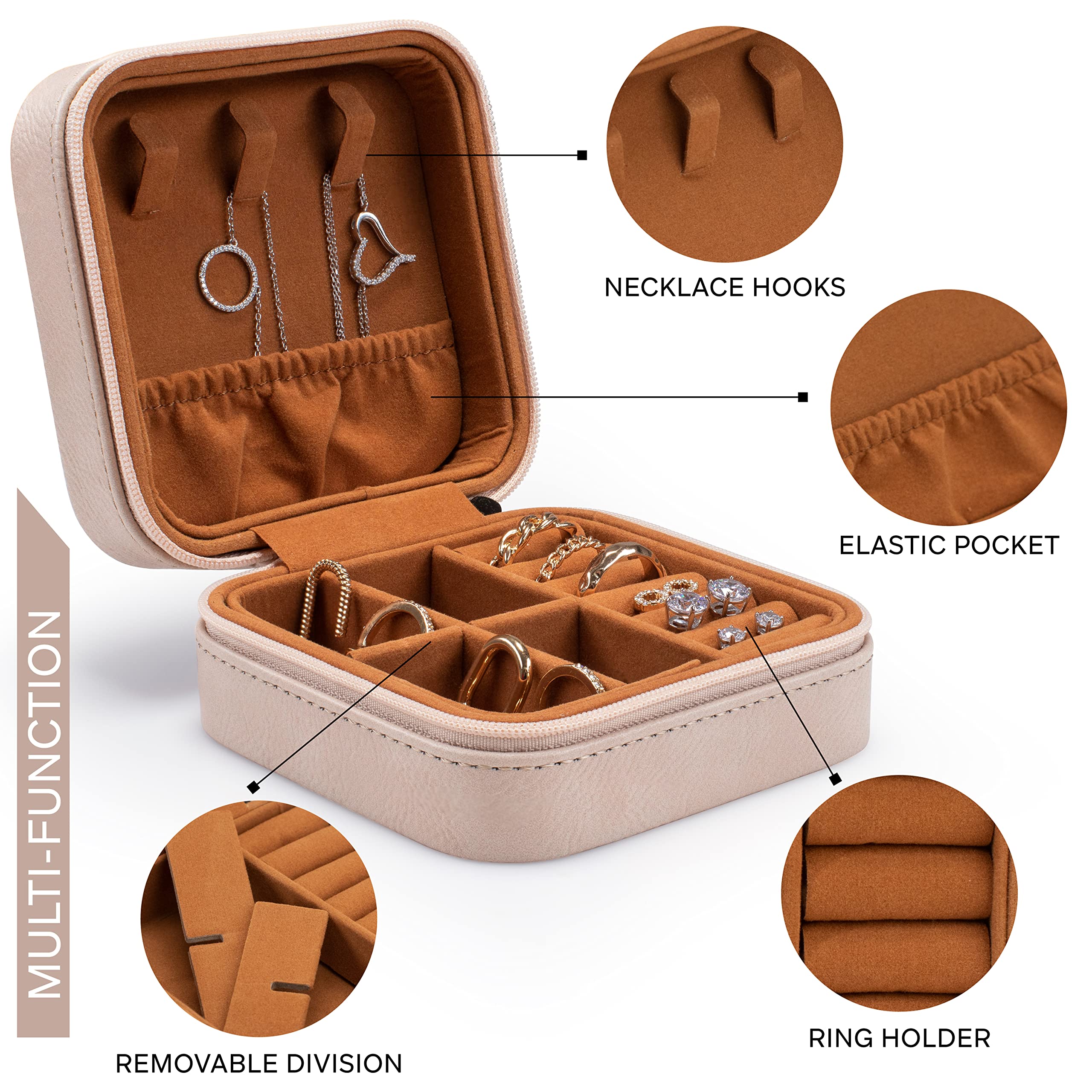 Personalized Leather Jewelry Box with Name & Birth Flower Engraving - Custom Jewelry Organizer Travel Case for Women | Birthday Gift for Mom, Wife, Girlfriend | Perfect for Travel, Home Storage & Special Occasions
