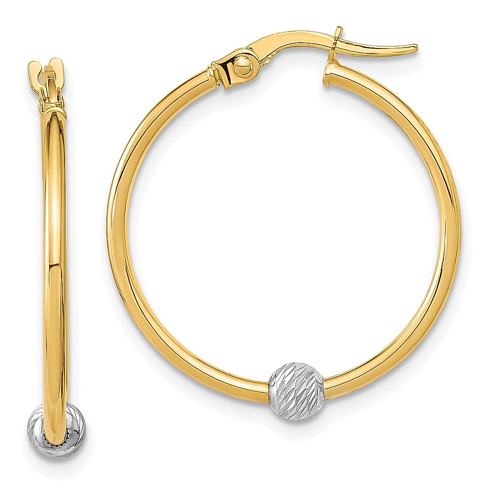 14K Two-Tone Yellow Gold Hoop Earrings for Women - Elegant Fine Jewelry Set - Perfect Gift for Her - Ideal for Parties, Weddings & Everyday Wear