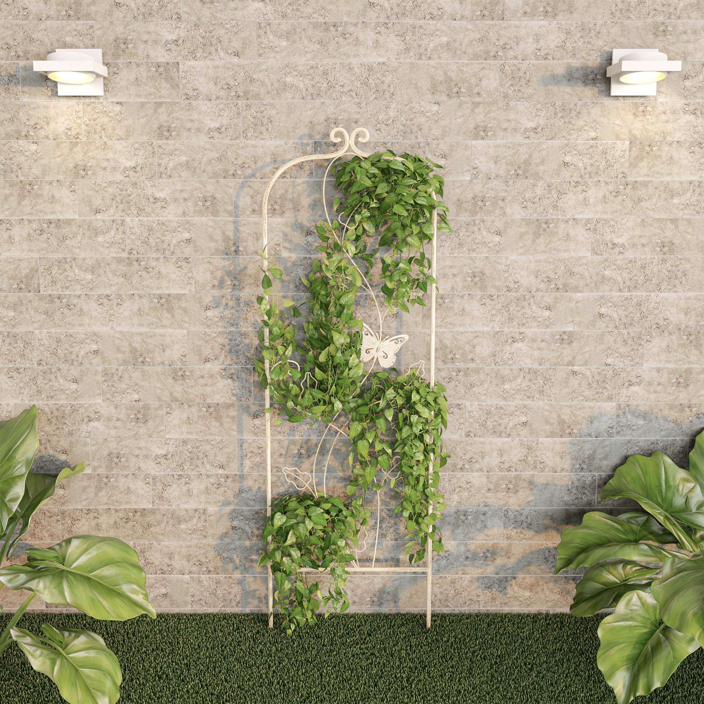 Pure Garden 50-LG5083 46-Inch Antique White Metal Trellis for Climbing Plants - Perfect for Roses, Vines & Outdoor Garden Decor