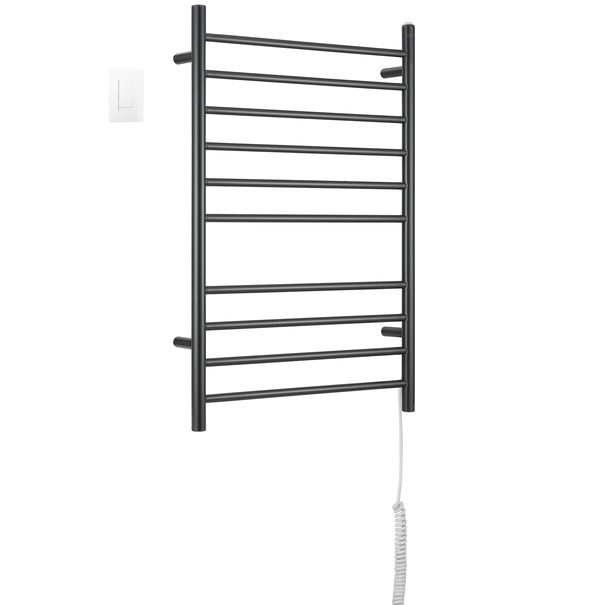 Ancona Novara Matte Black 10 Bar Wall Mounted Towel Warmer with WiFi Timer - Luxury Bathroom Heated Towel Rack for Spa, Hotel & Home Use