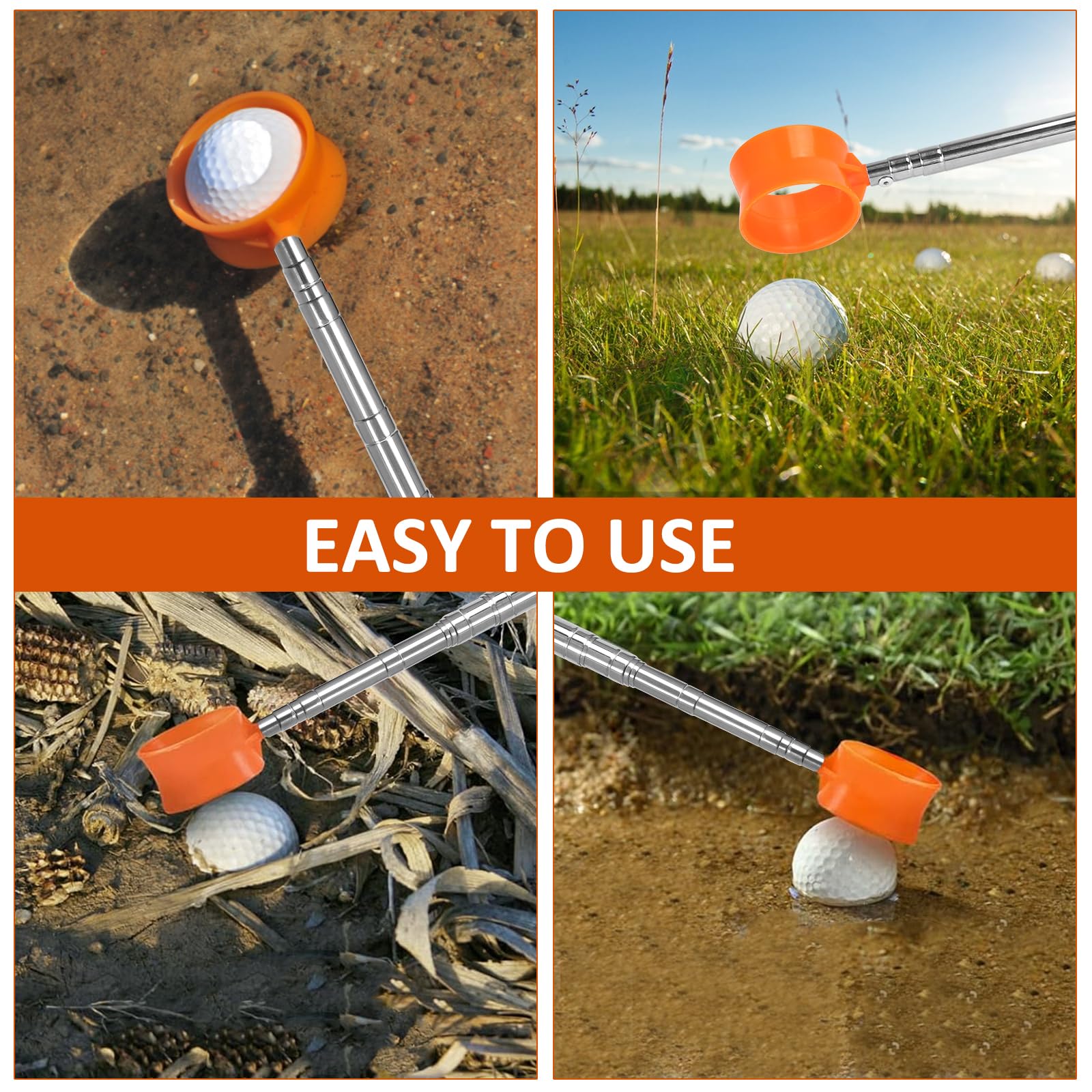 9FT Telescopic Golf Ball Retriever - Lightweight Aluminum Alloy Golf Accessory for Men | Perfect for Water Hazards, Rough Terrain & Lost Ball Recovery