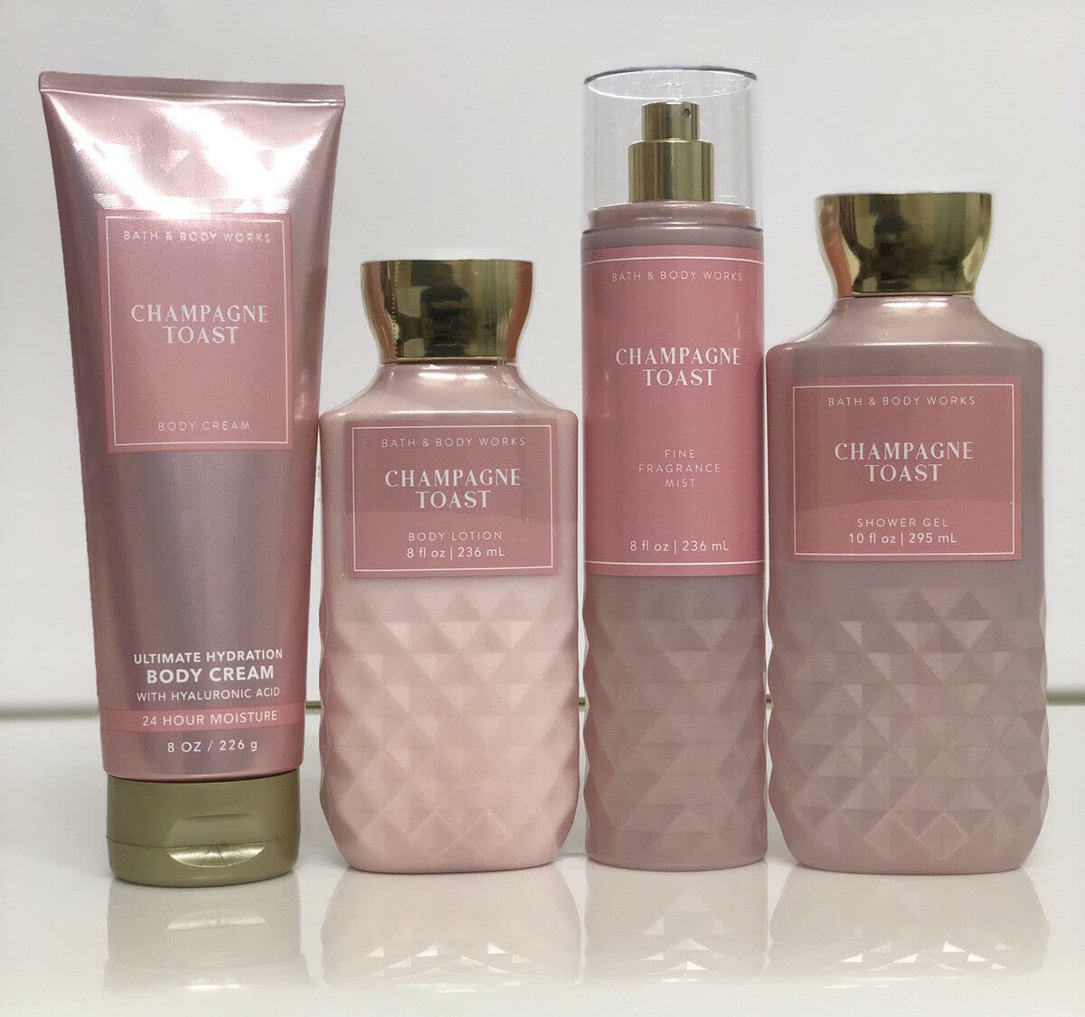 Bath & Body Works Champagne Toast Gift Set - 4-Piece Fragrance Collection (8 oz Fine Fragrance Mist, 10 oz Shower Gel, 8 oz Body Lotion & Shea Cream) | Perfect for Birthdays, Anniversaries & Self-Care Pampering