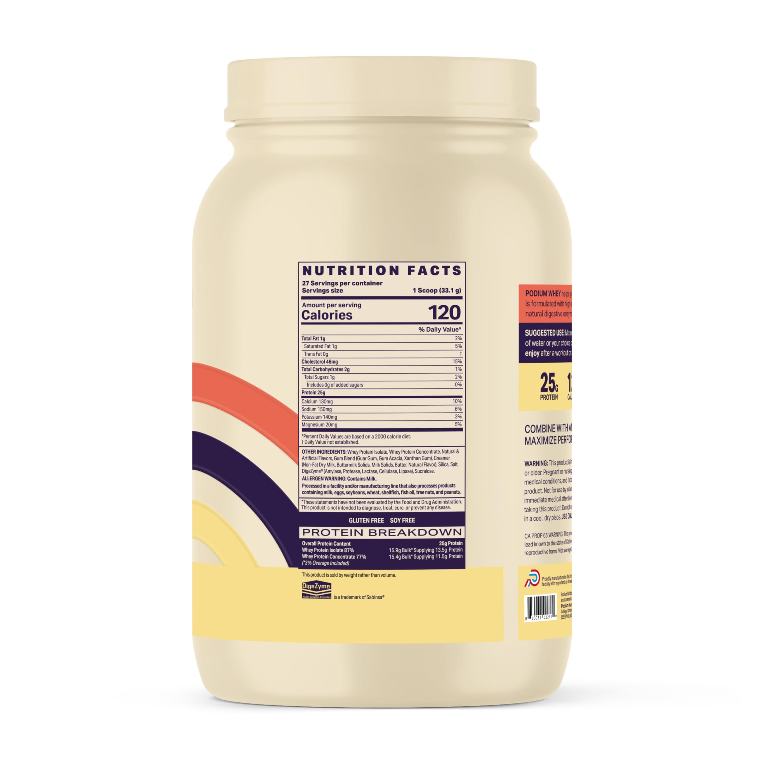 Podium Nutrition Whey Protein Powder - Maple Butter Pancake Flavor, 27 Servings, 25g Protein Per Serving, Gluten Free & Soy Free for Muscle Recovery & Post-Workout Nutrition