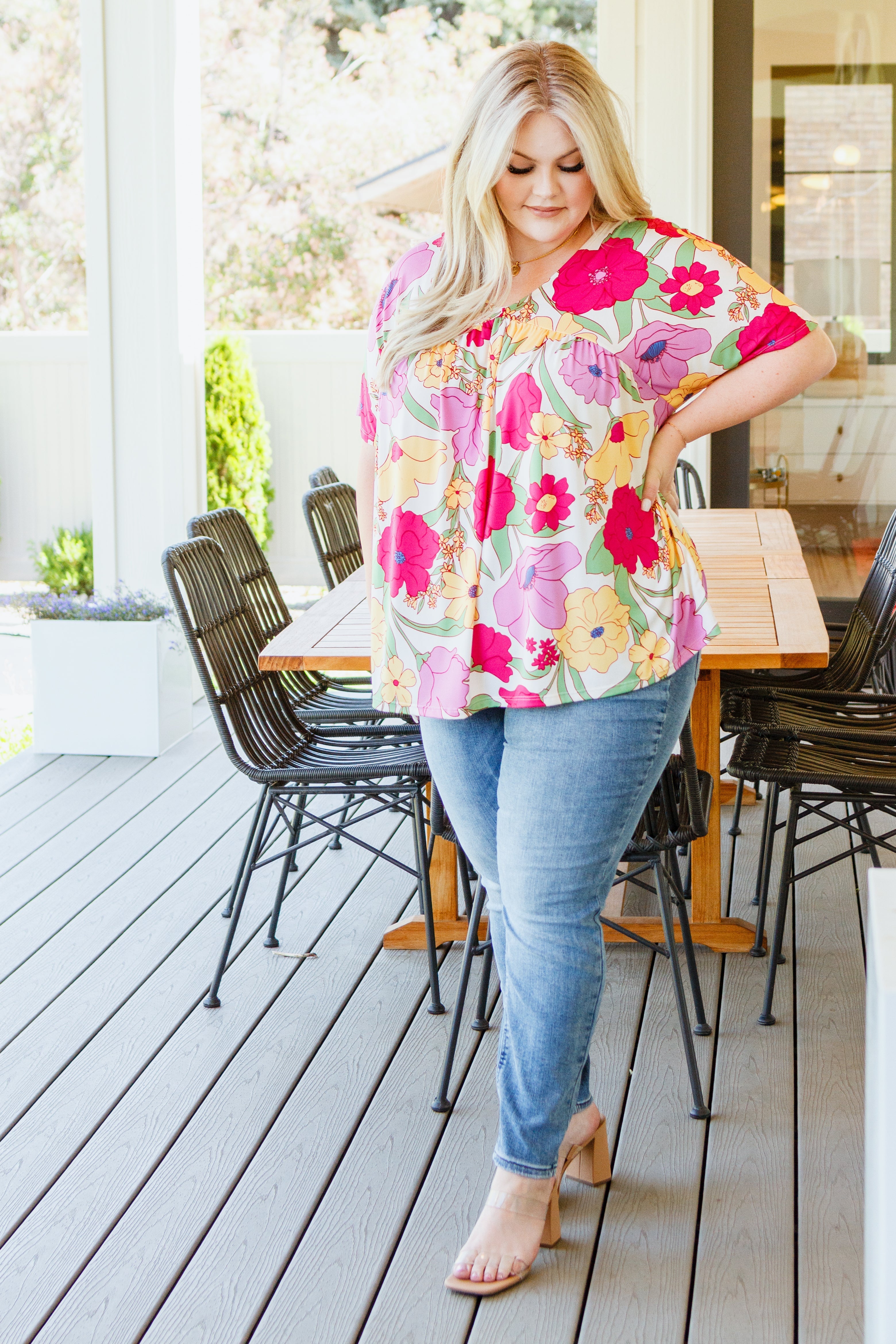 Do It Anyways Floral Print Women's Blouse - Elegant Flowy Top for Casual Wear, Office Outfits & Summer Dresses